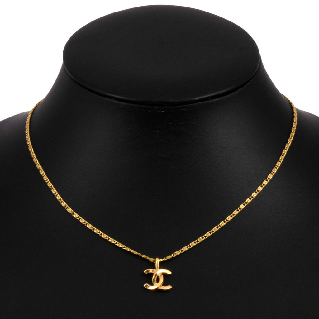CC Logo Pendant Necklace Gold-Tone Metal