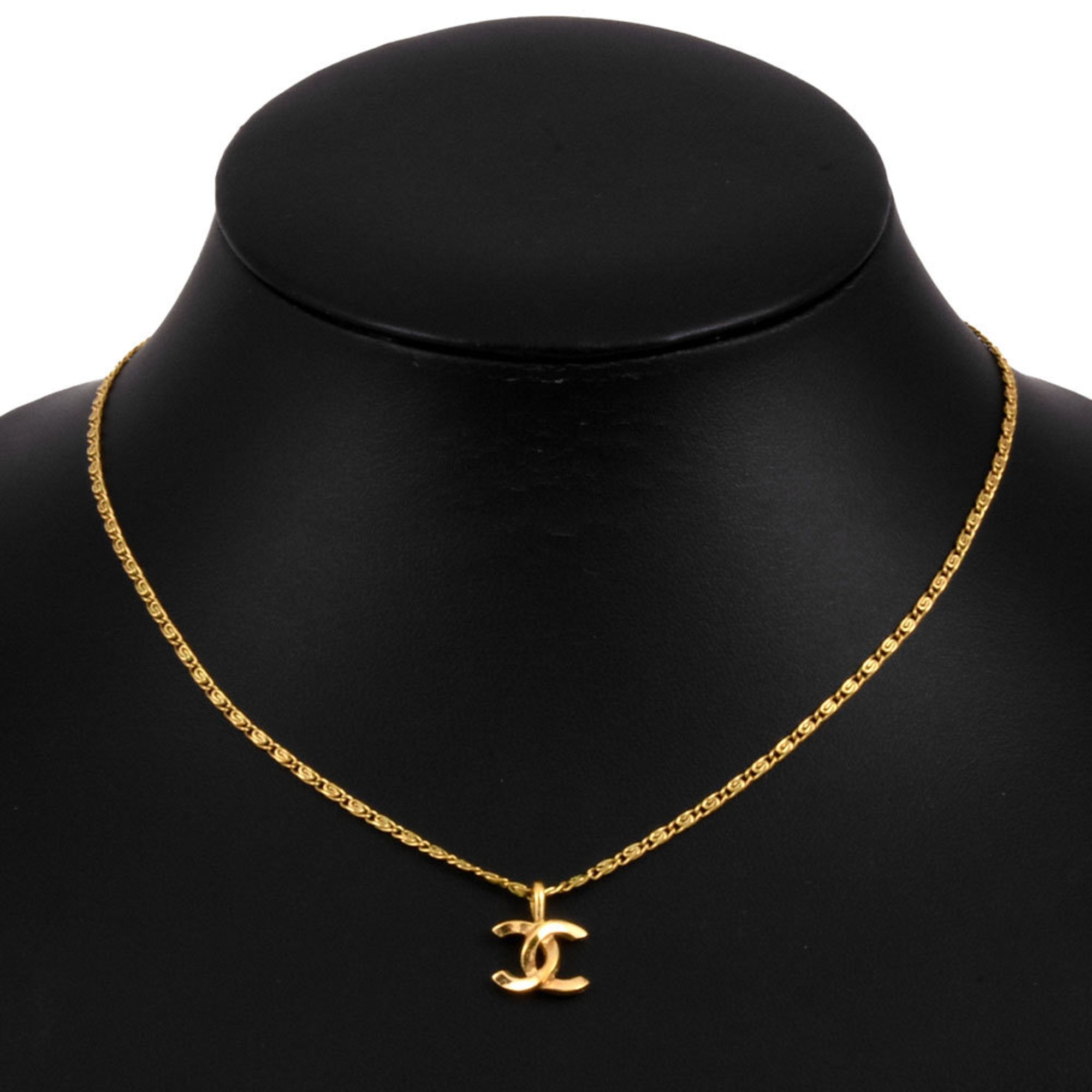 CC Logo Pendant Necklace Gold-Tone Metal