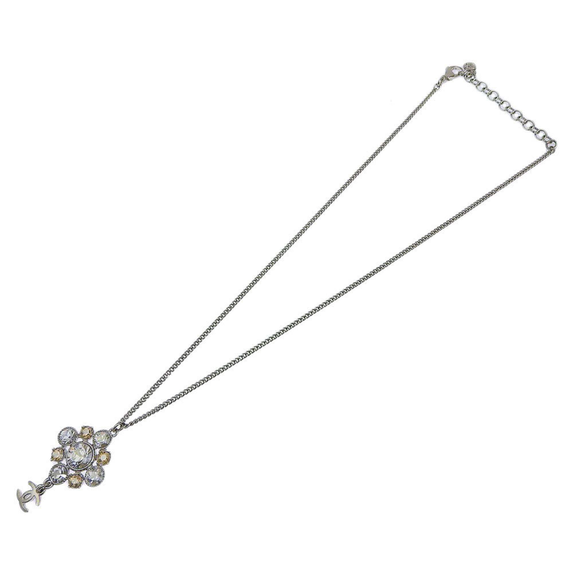 CC Logo Pendant Necklace Silver-Tone Metal