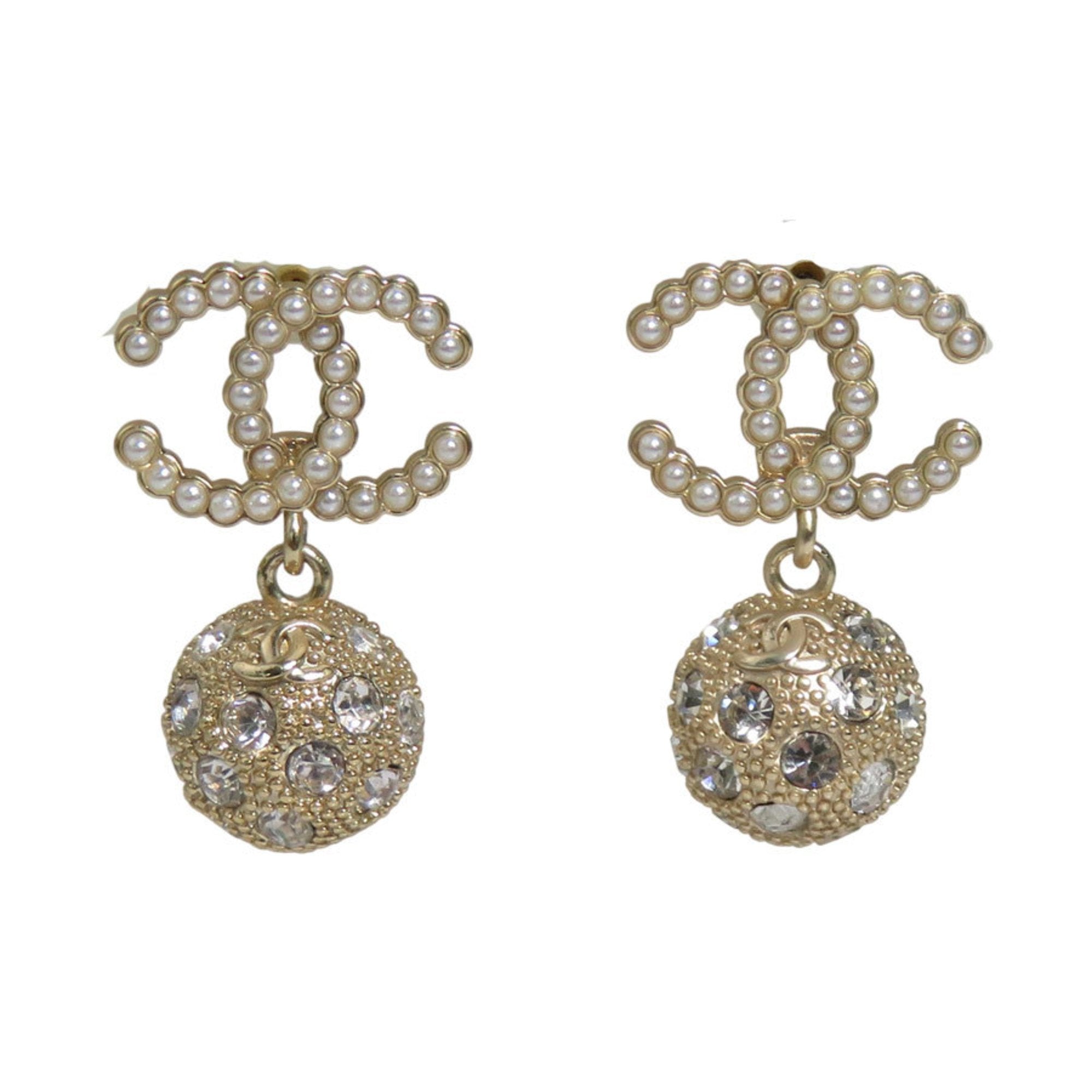 Earrings Pearl Gold-Tone Metal