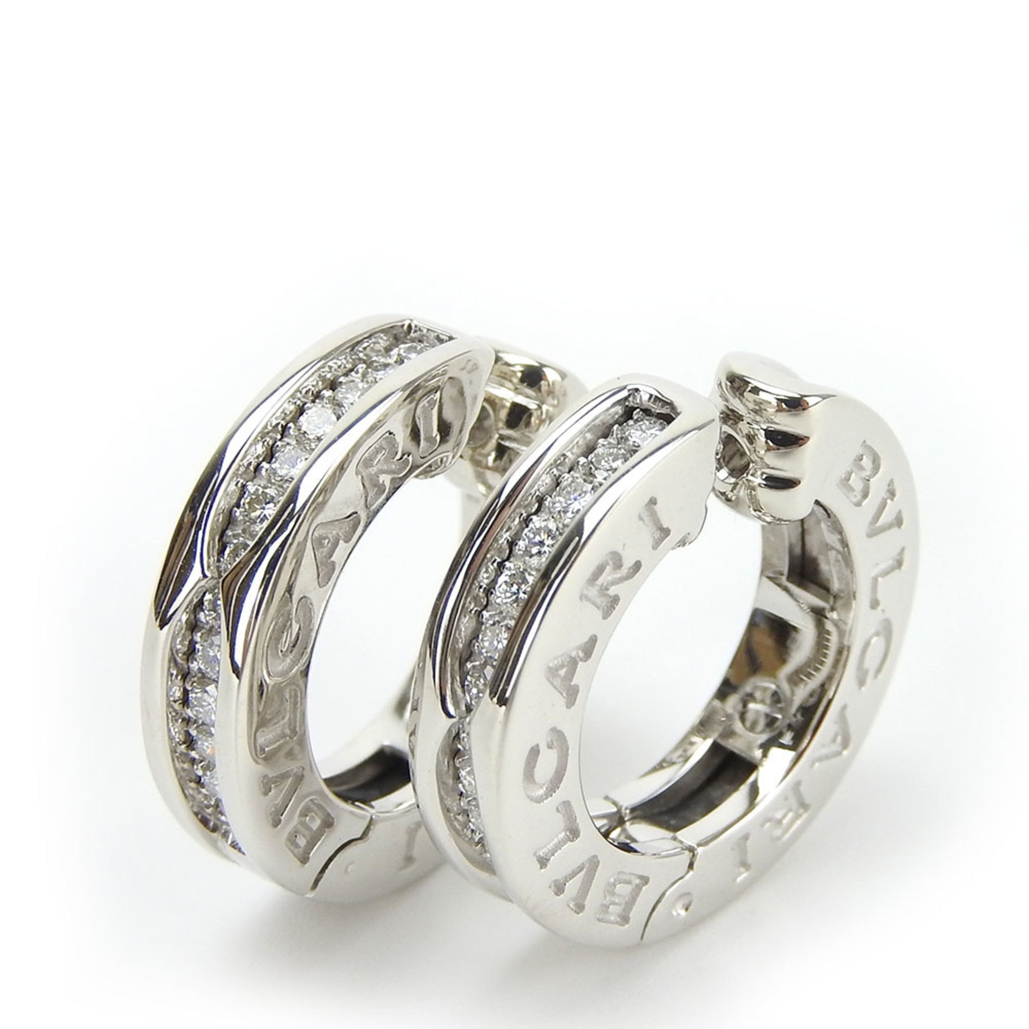 B.Zero1 Hoop Earrings 18K White Gold with Diamond 18K White Gold