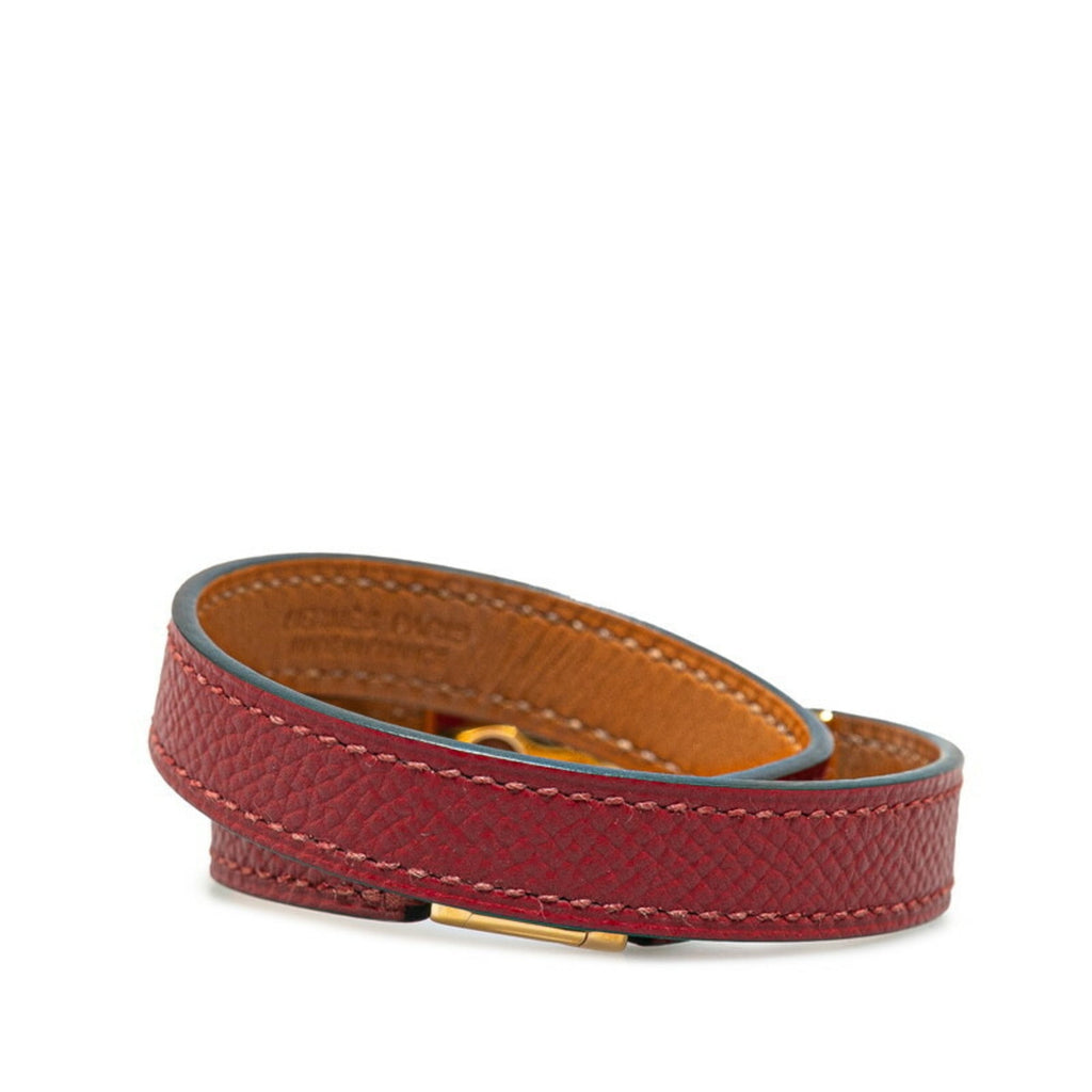 Collier de Chien Bracelet Epsom Leather Gold and Wine