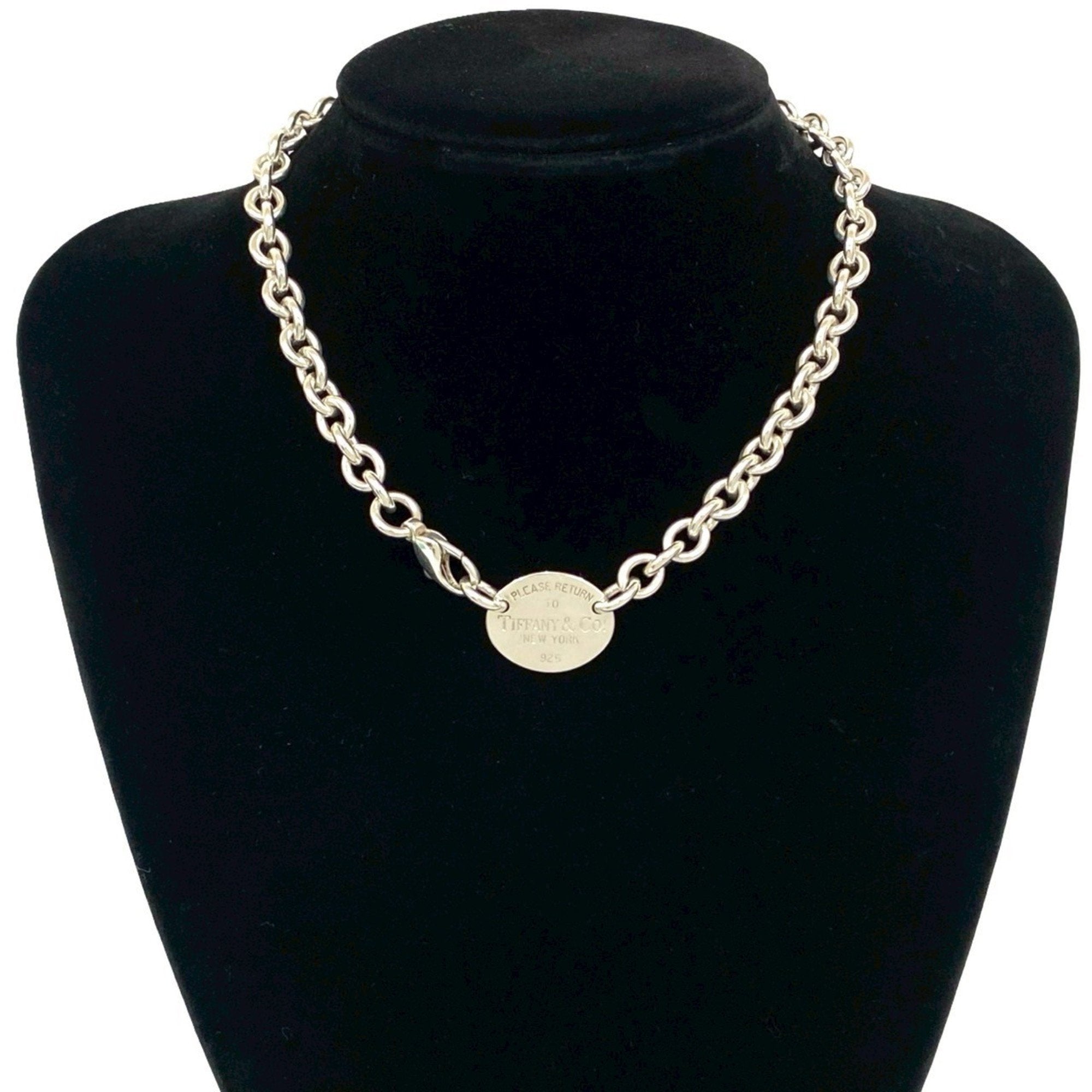 Oval Tag Pendant Necklace Sterling Silver