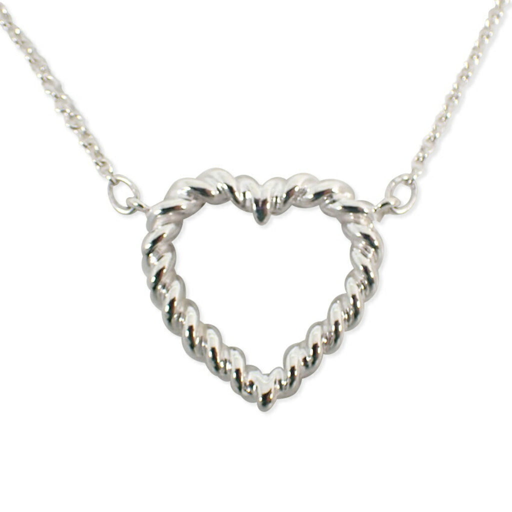 Rope Heart Pendant Necklace Sterling Silver