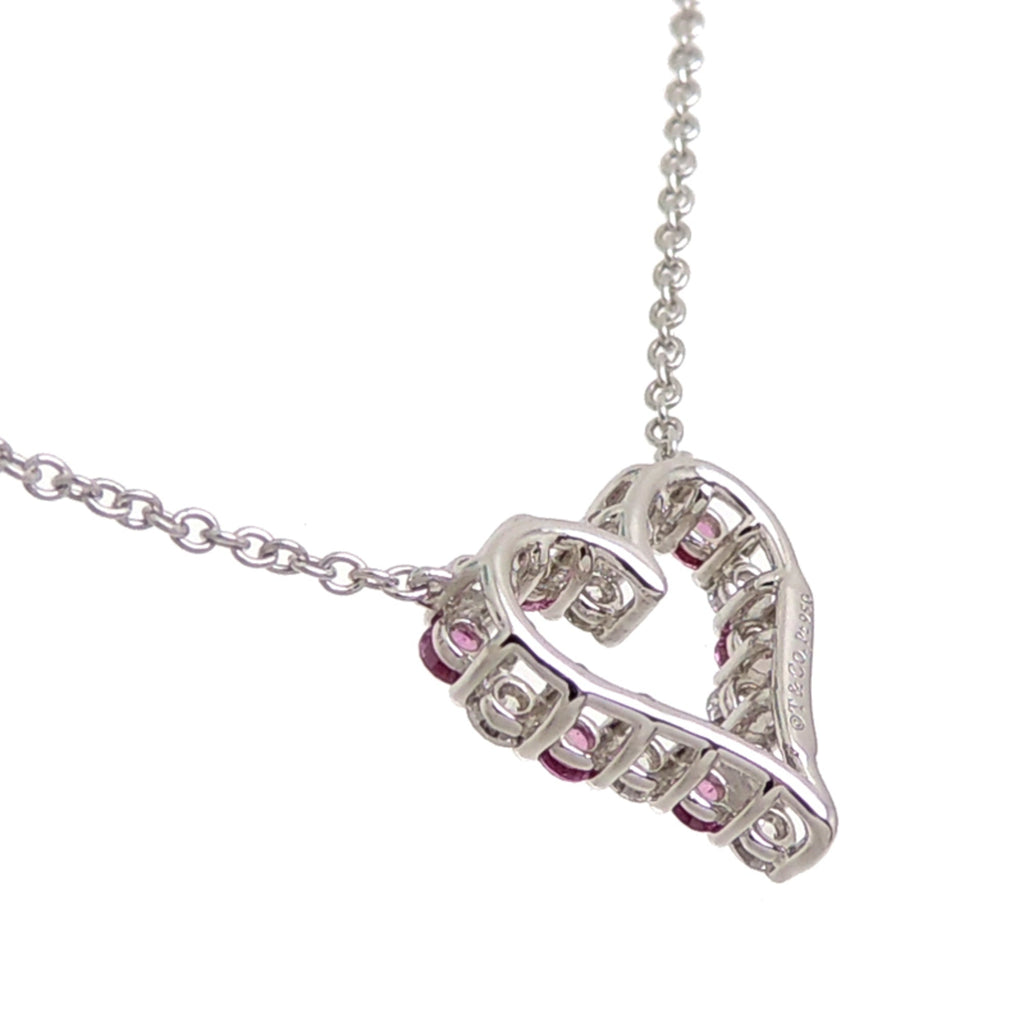 Sentimental Heart Pendant Necklace Platinum with Diamond and Sapphire