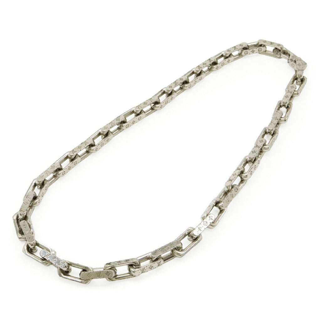 Collier Chain Monogram Pendant Necklace Metal Silver