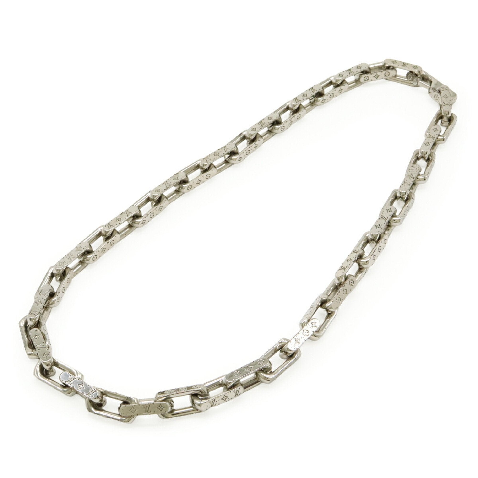 Collier Chain Monogram Pendant Necklace Metal Silver