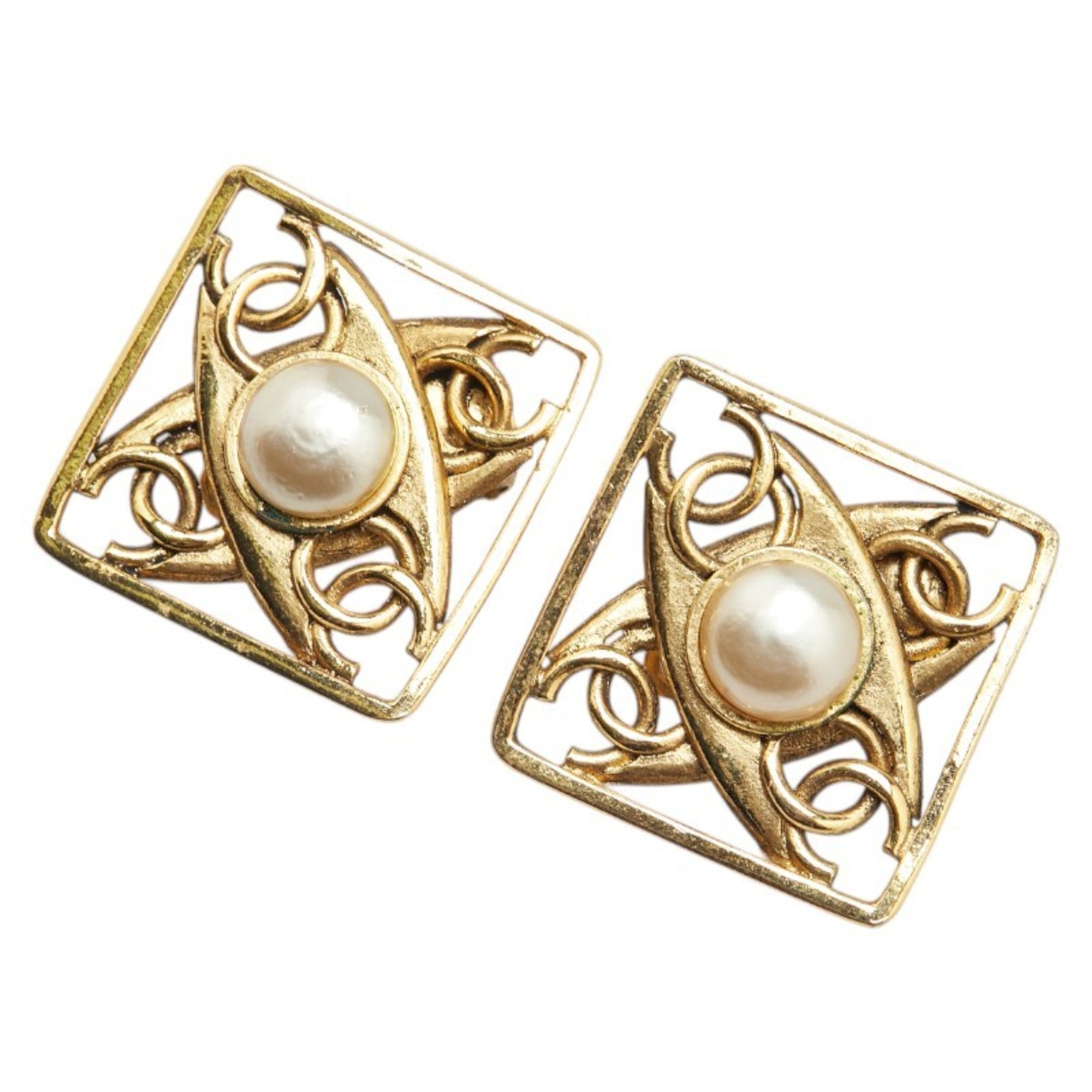CC Logo Clip-On Earrings Metal Gold-Tone Metal
