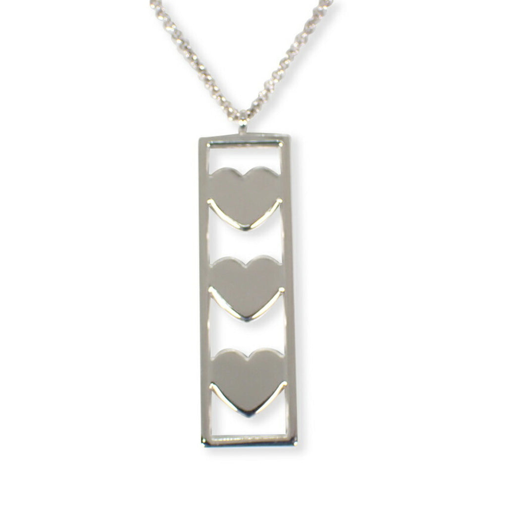 Triple Heart Pendant Necklace Sterling Silver