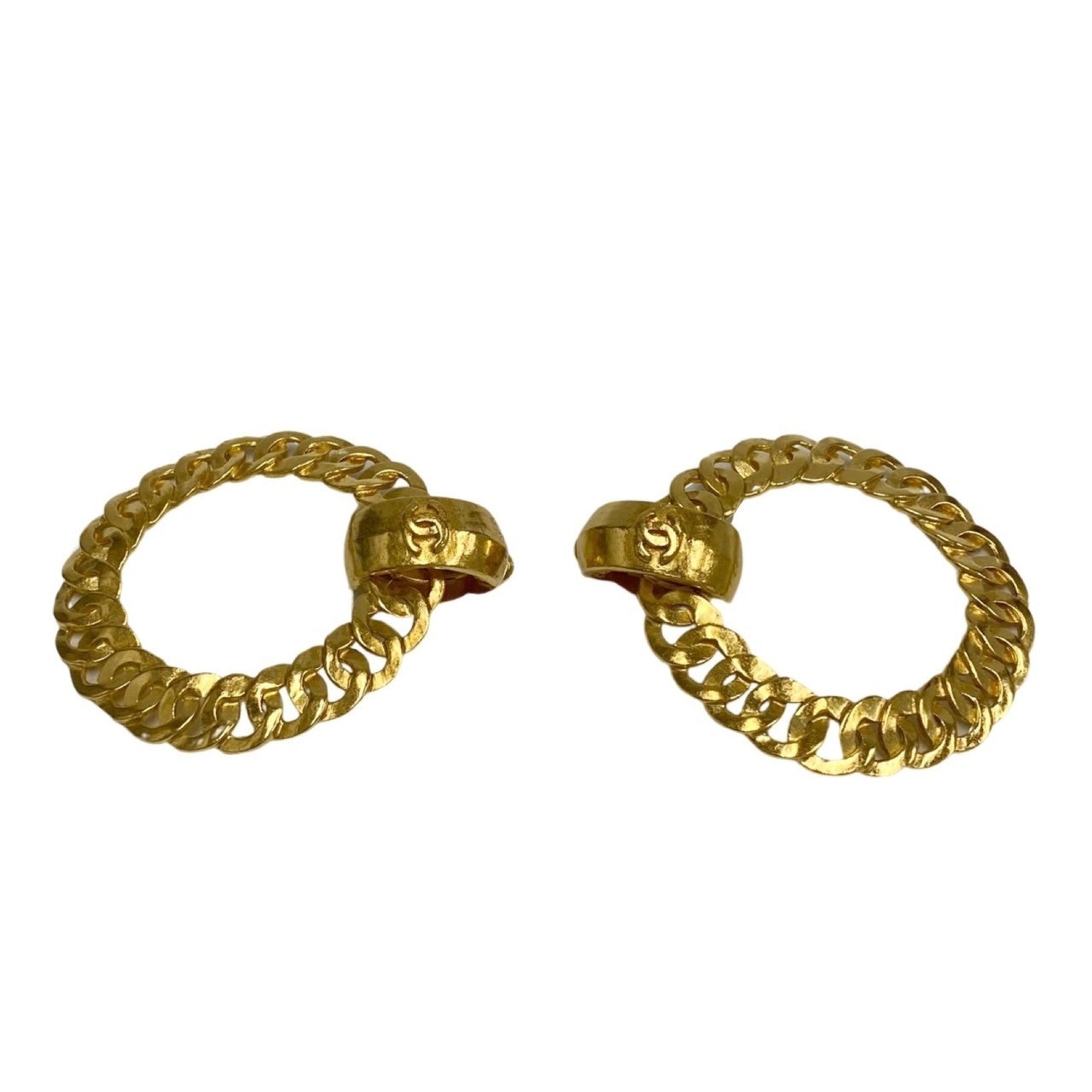 CC Logo Hoop Earrings Metal Gold-Tone Metal