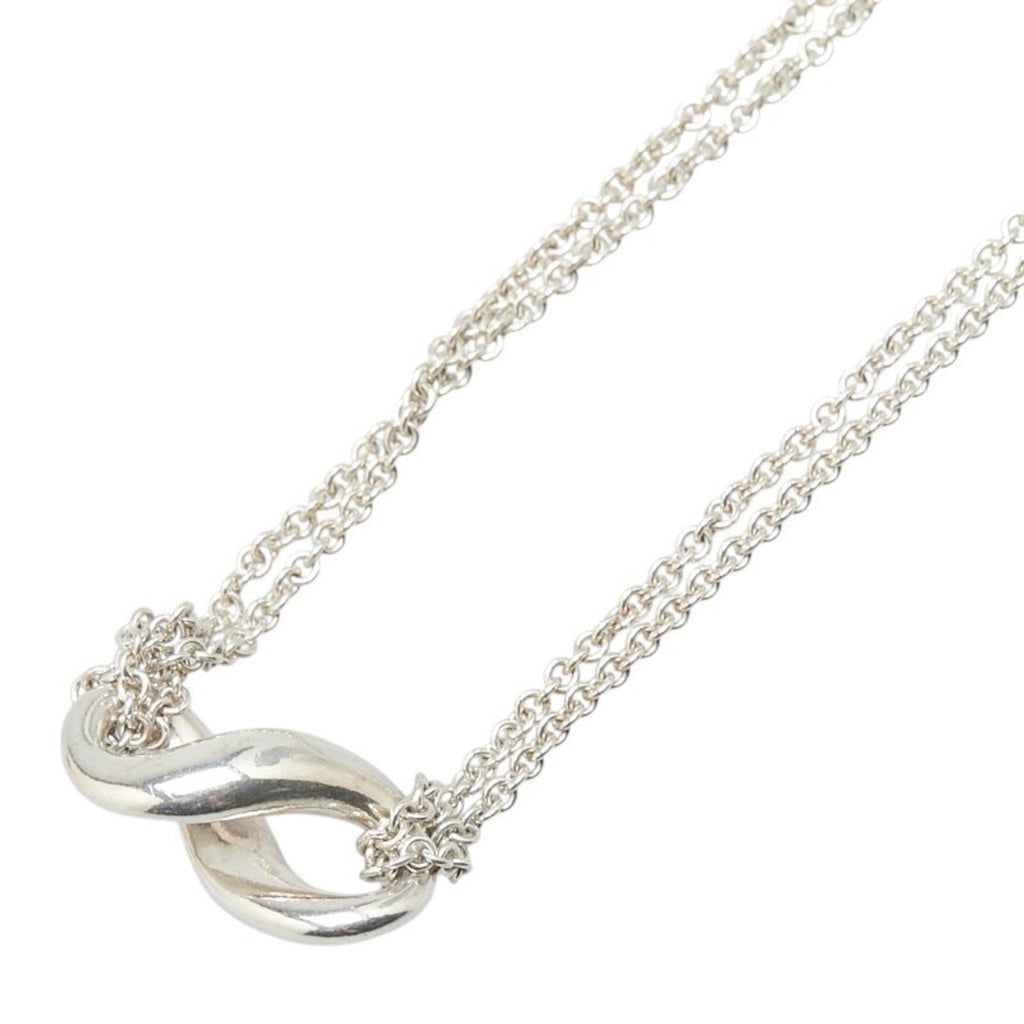 Infinity Pendant Necklace Sterling Silver Double Chain
