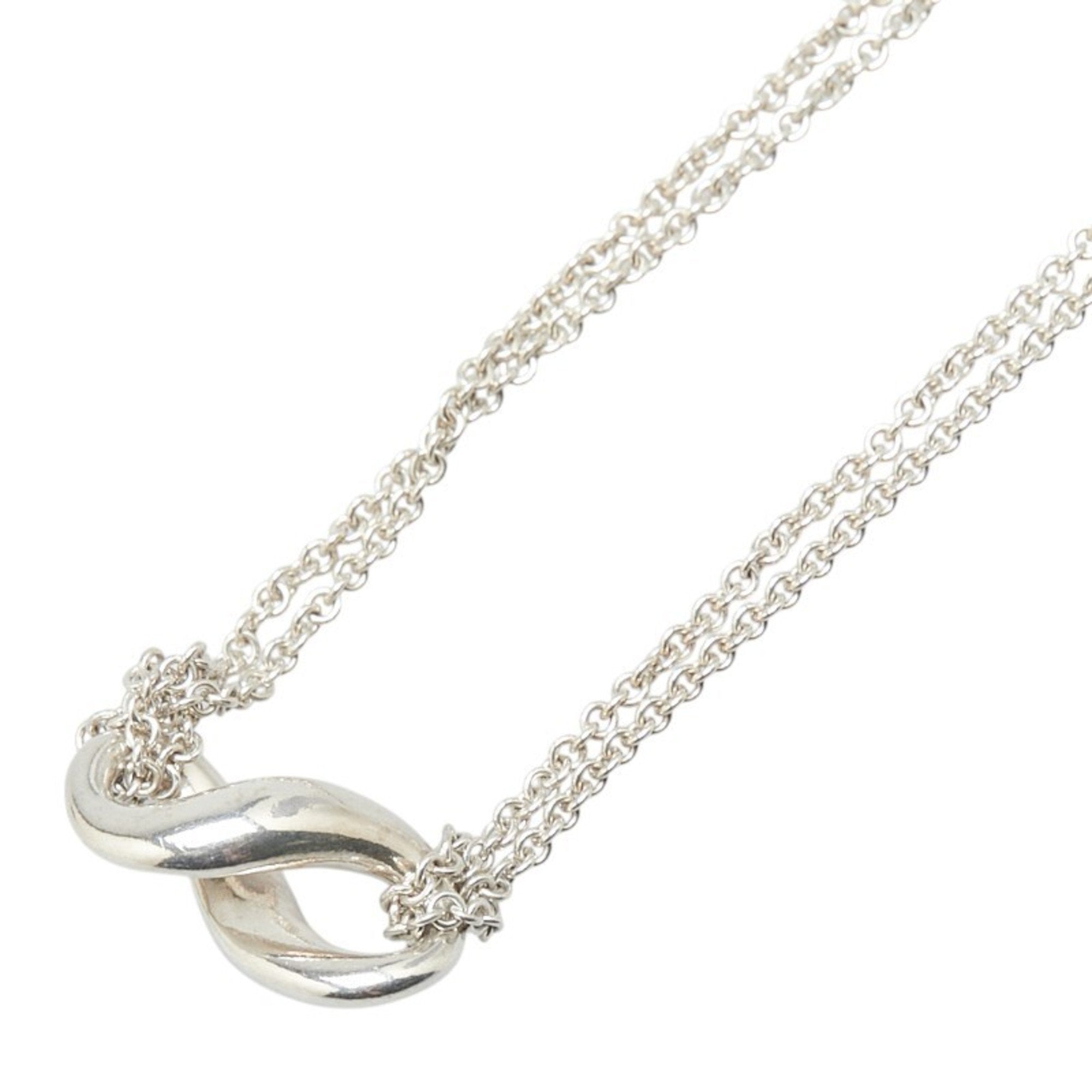Infinity Pendant Necklace Sterling Silver Double Chain