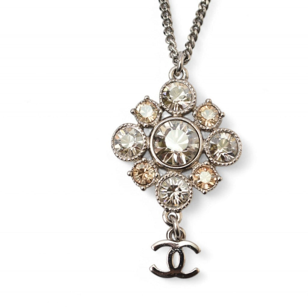 CC Logo Pendant Necklace Silver-Tone Metal