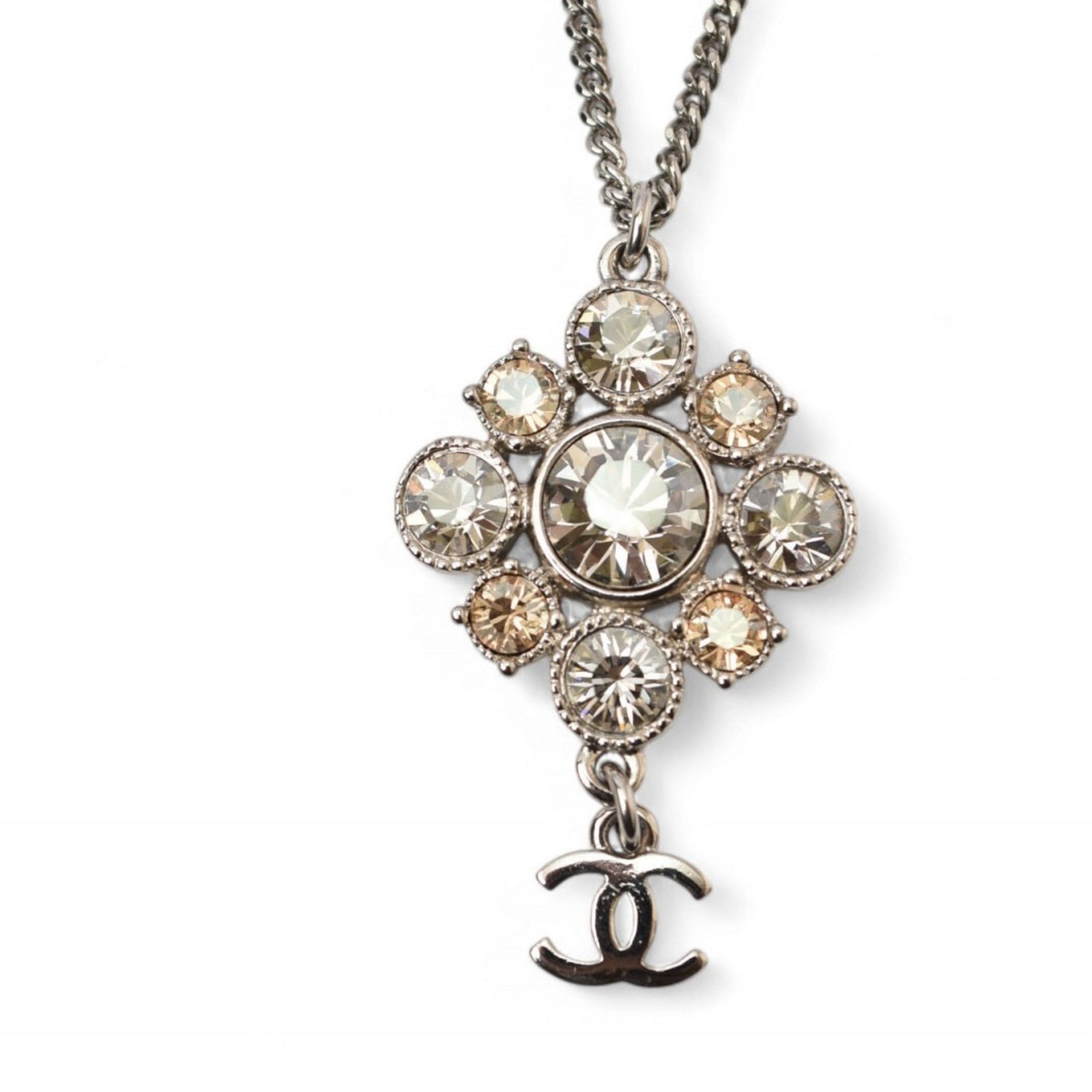 CC Logo Pendant Necklace Silver-Tone Metal