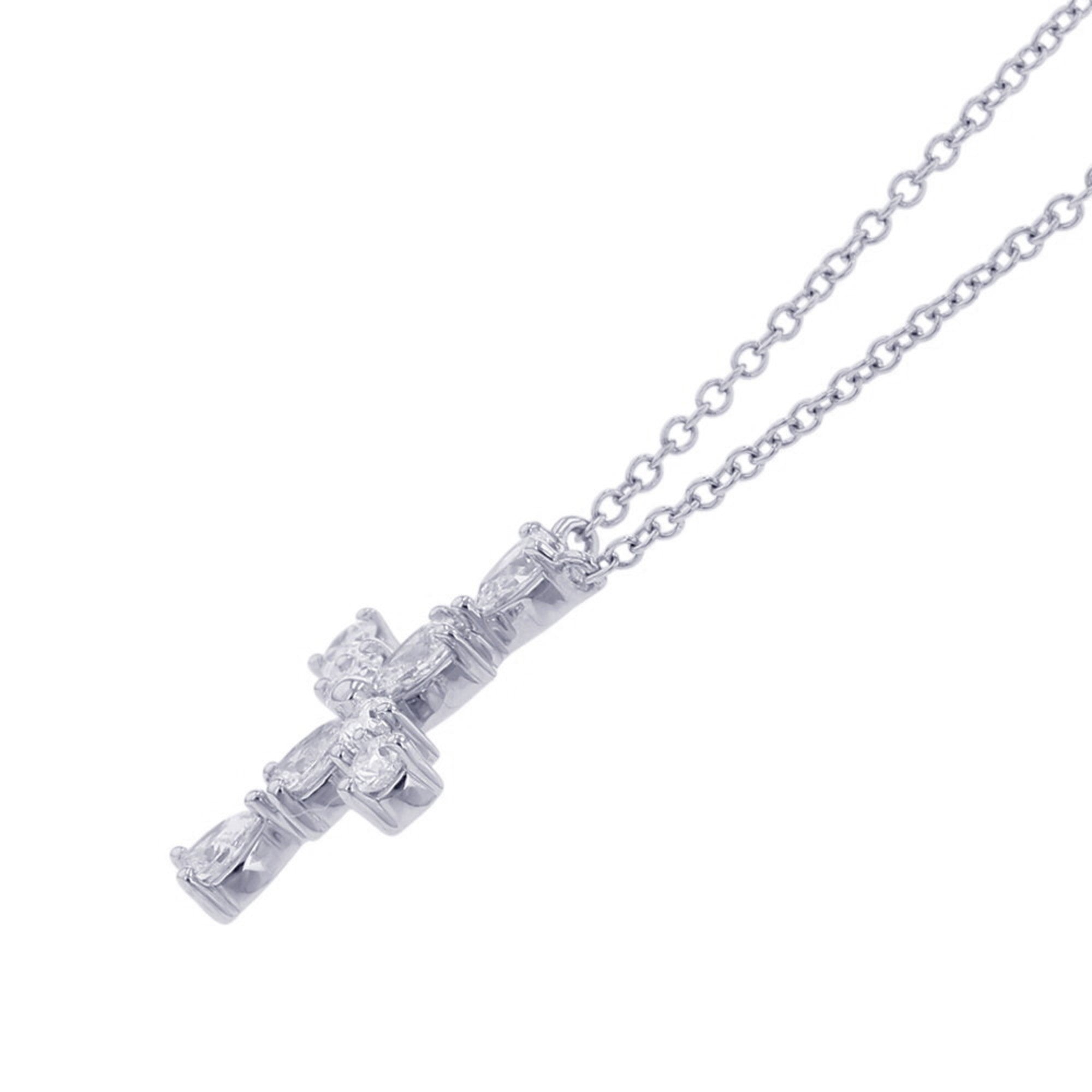 Symbols Shape Mini Cross Pendant Necklace Platinum with Diamond