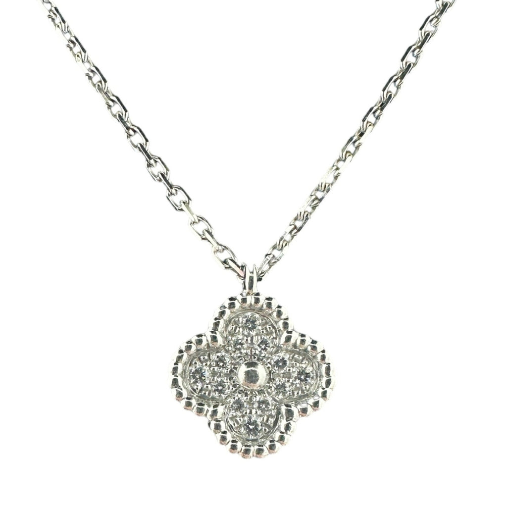 Sweet Alhambra Pendant Necklace 18K White Gold