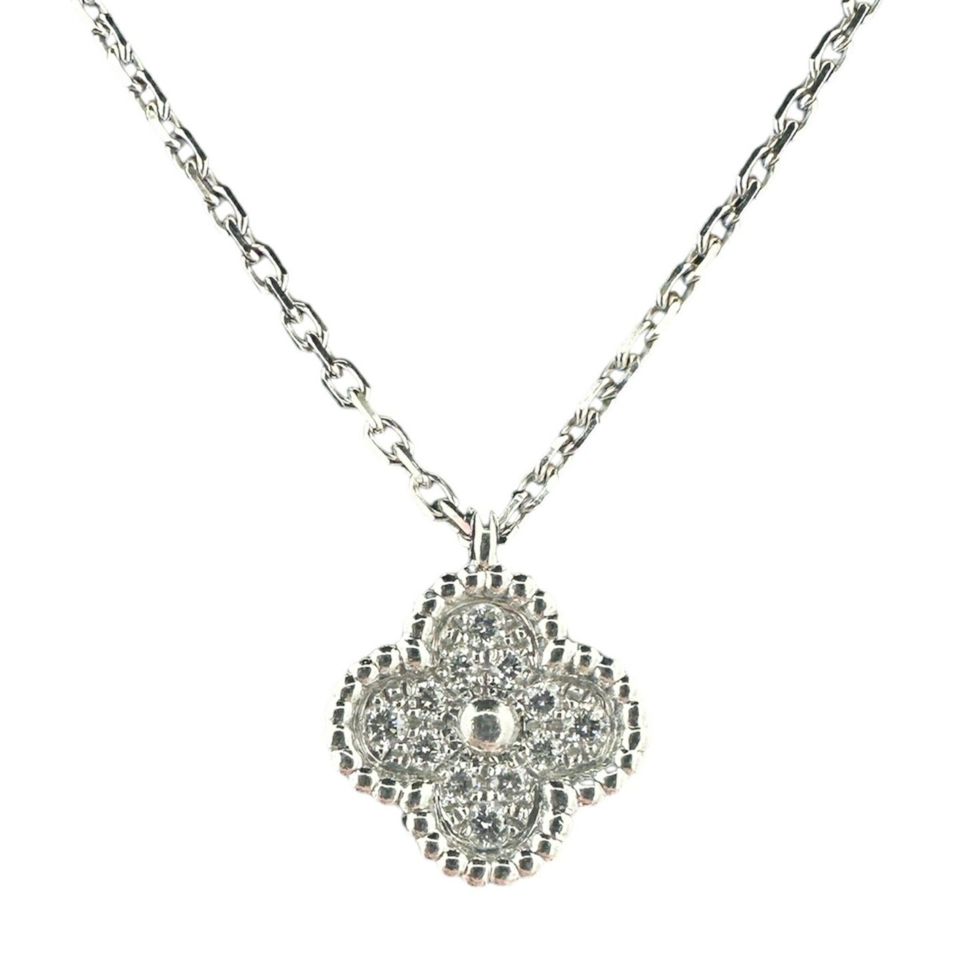 Sweet Alhambra Pendant Necklace 18K White Gold