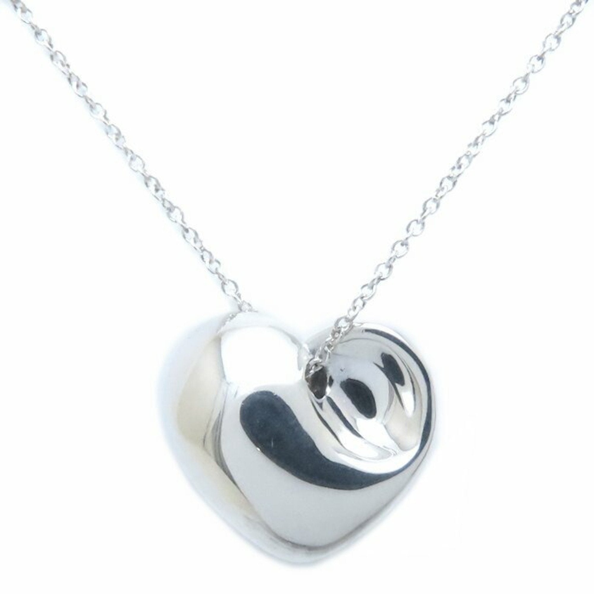 Folded Heart Pendant Necklace Sterling Silver
