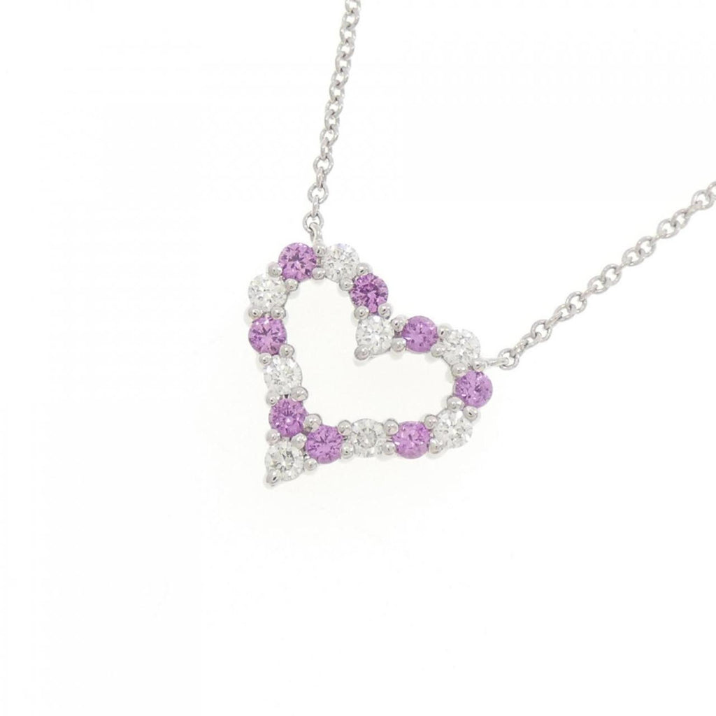 Sentimental Heart Pendant Necklace Platinum Mini with Diamond and Sapphire