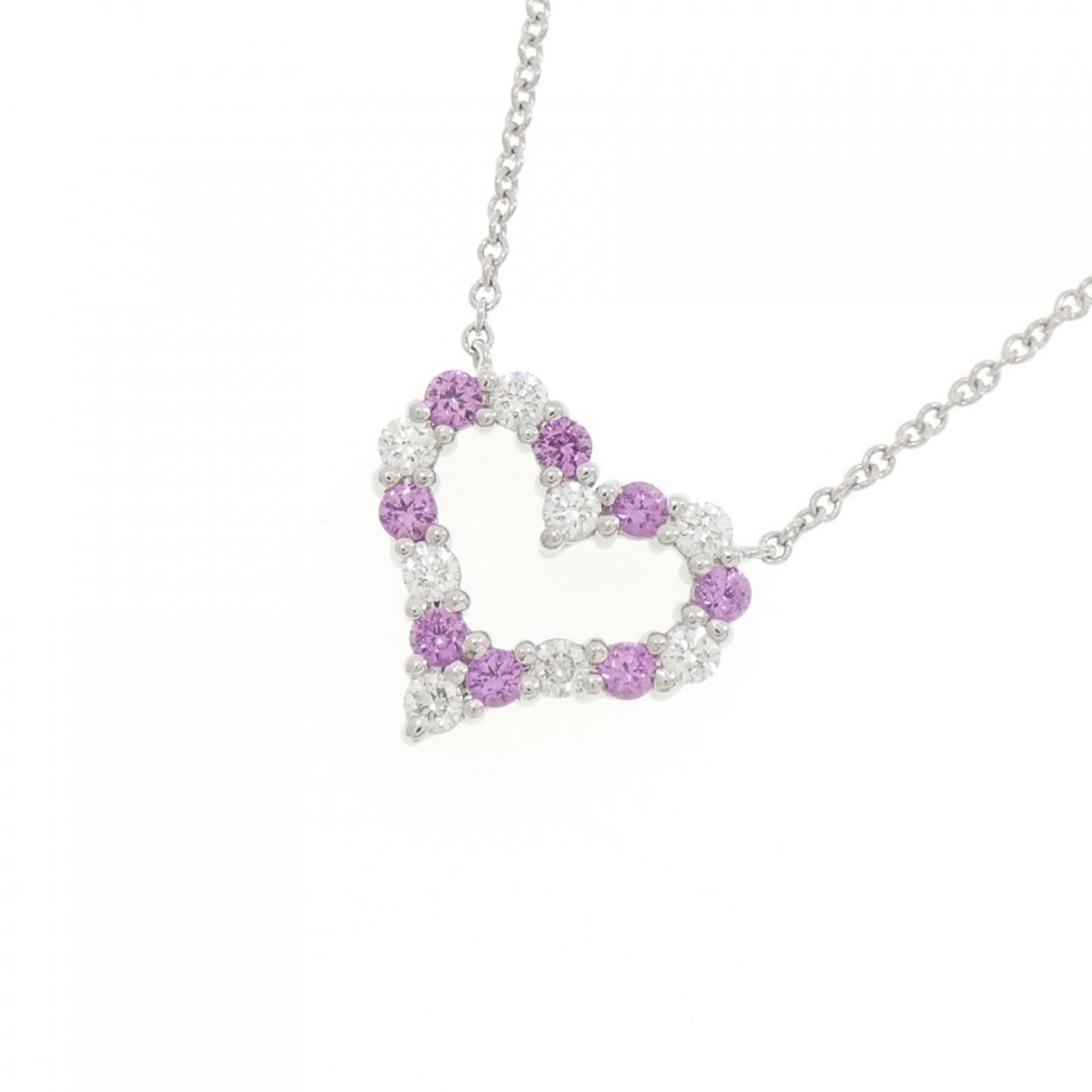 Sentimental Heart Pendant Necklace Platinum Mini with Diamond and Sapphire