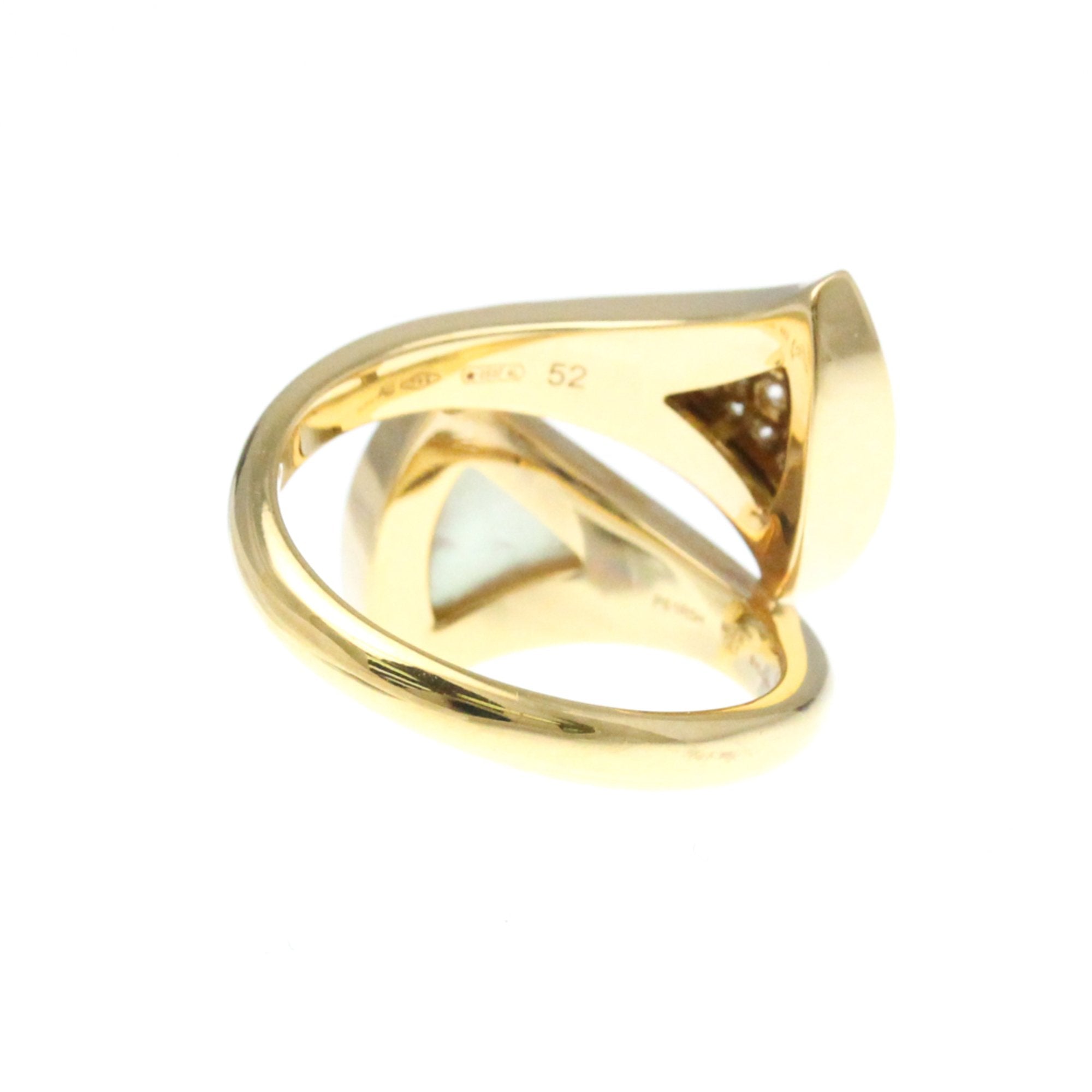 Ring 18K Yellow Gold with Diamond and Mother of Pearl