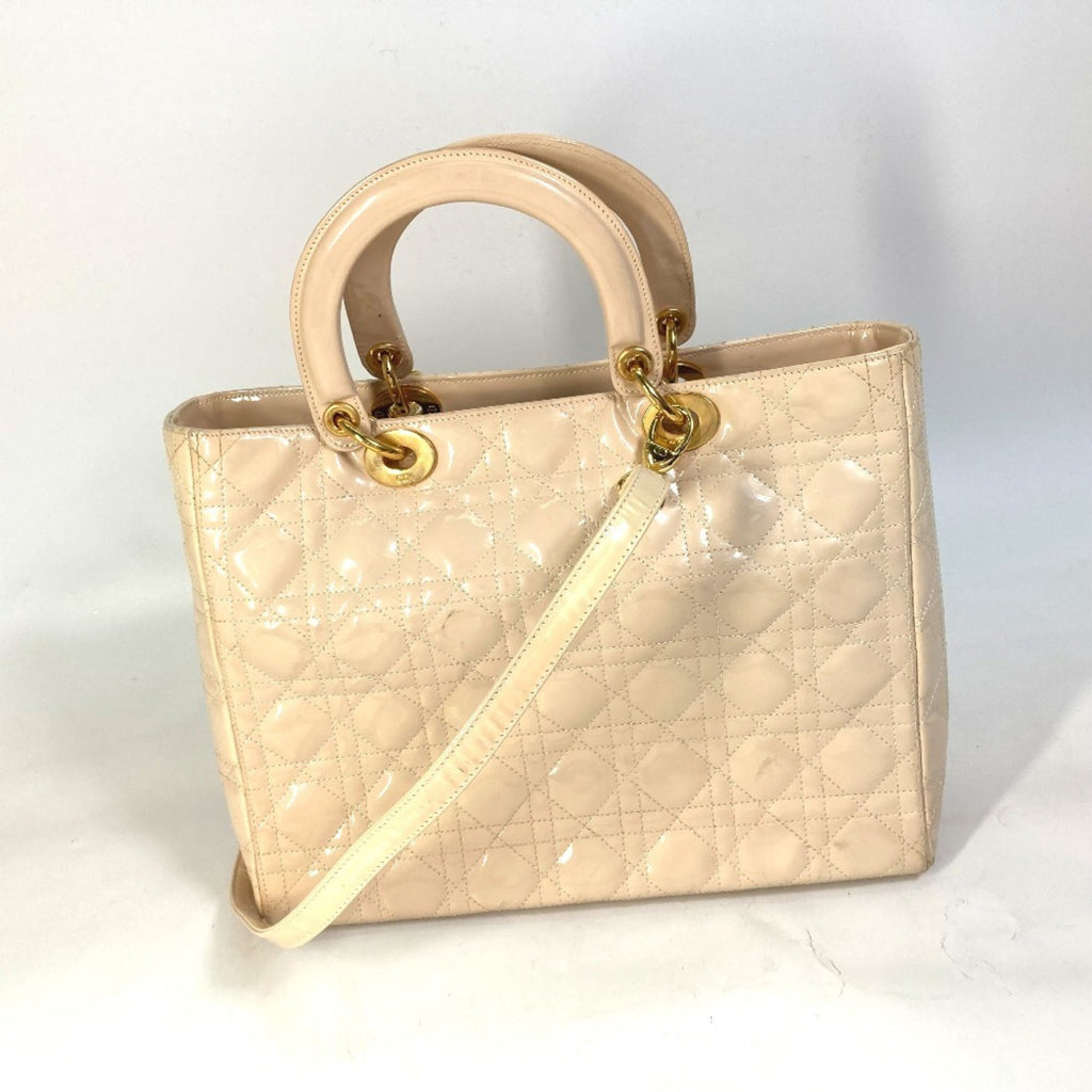 Lady Dior Bag Cannage Quilt Patent Medium