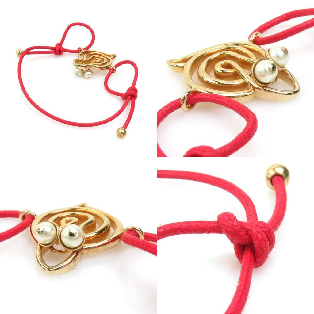 Bracelet Metal and Nylon Gold and Red