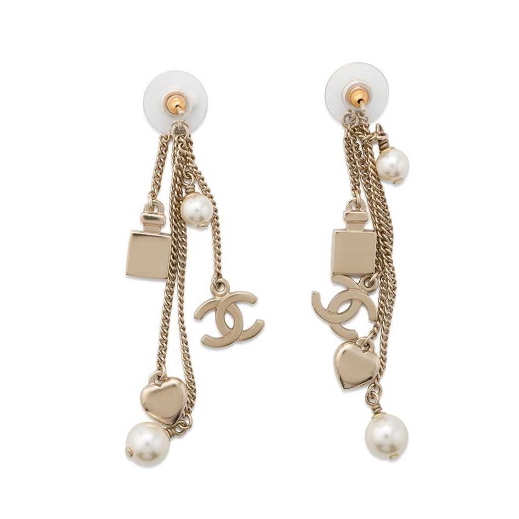 CC Logo Heart Earrings Gold-Tone Metal Gold-Tone Metal