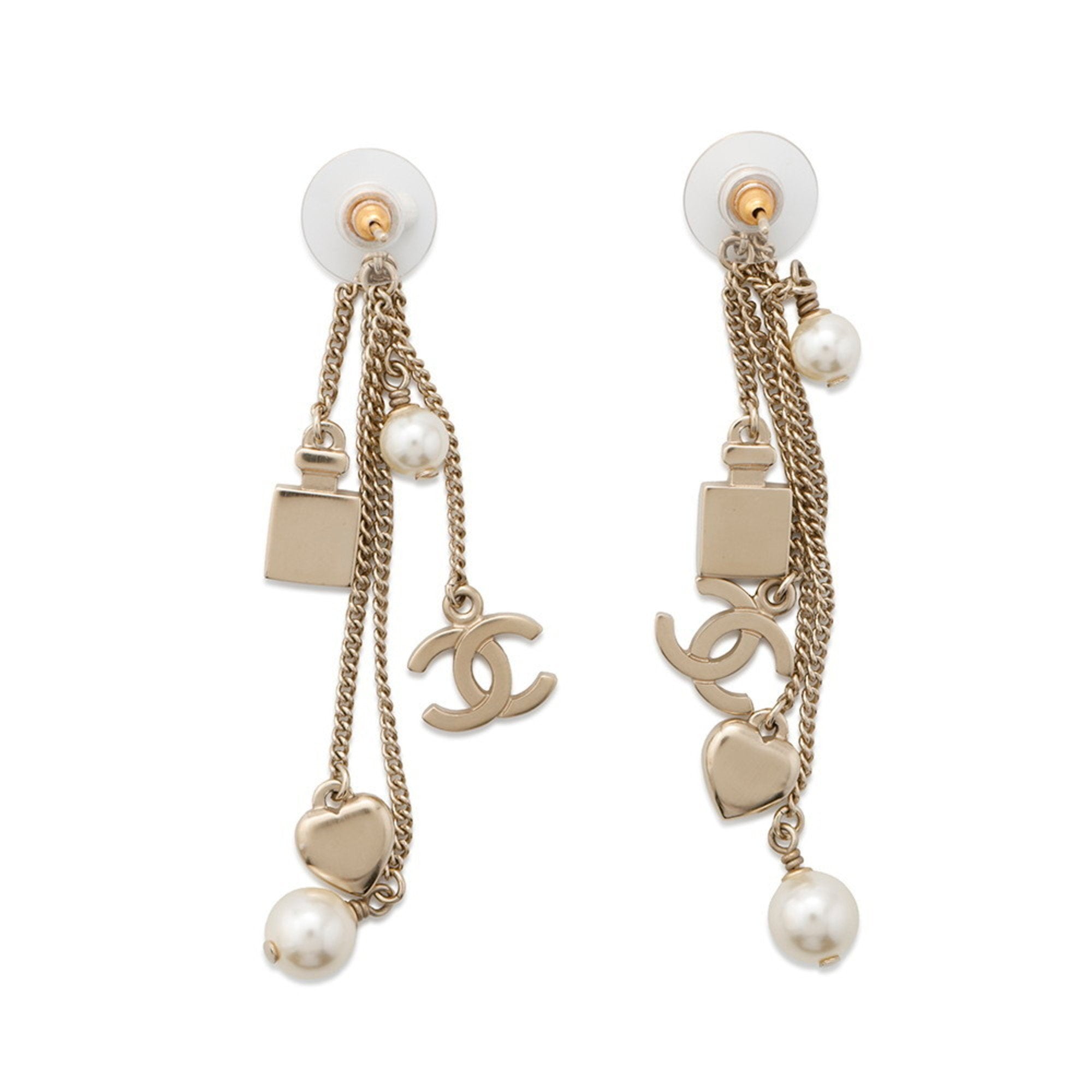 CC Logo Heart Earrings Gold-Tone Metal Gold-Tone Metal