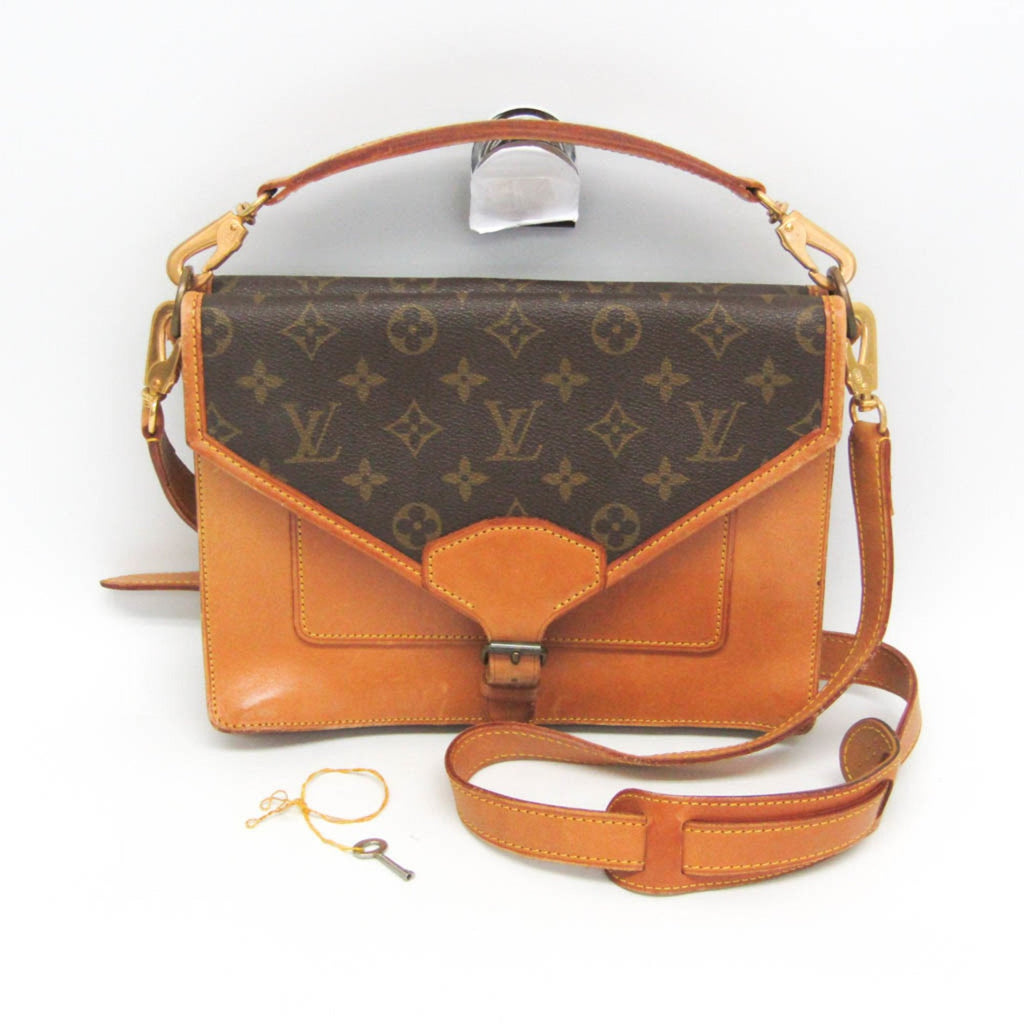 Vintage Biface Handbag Vachetta Leather with Monogram Canvas