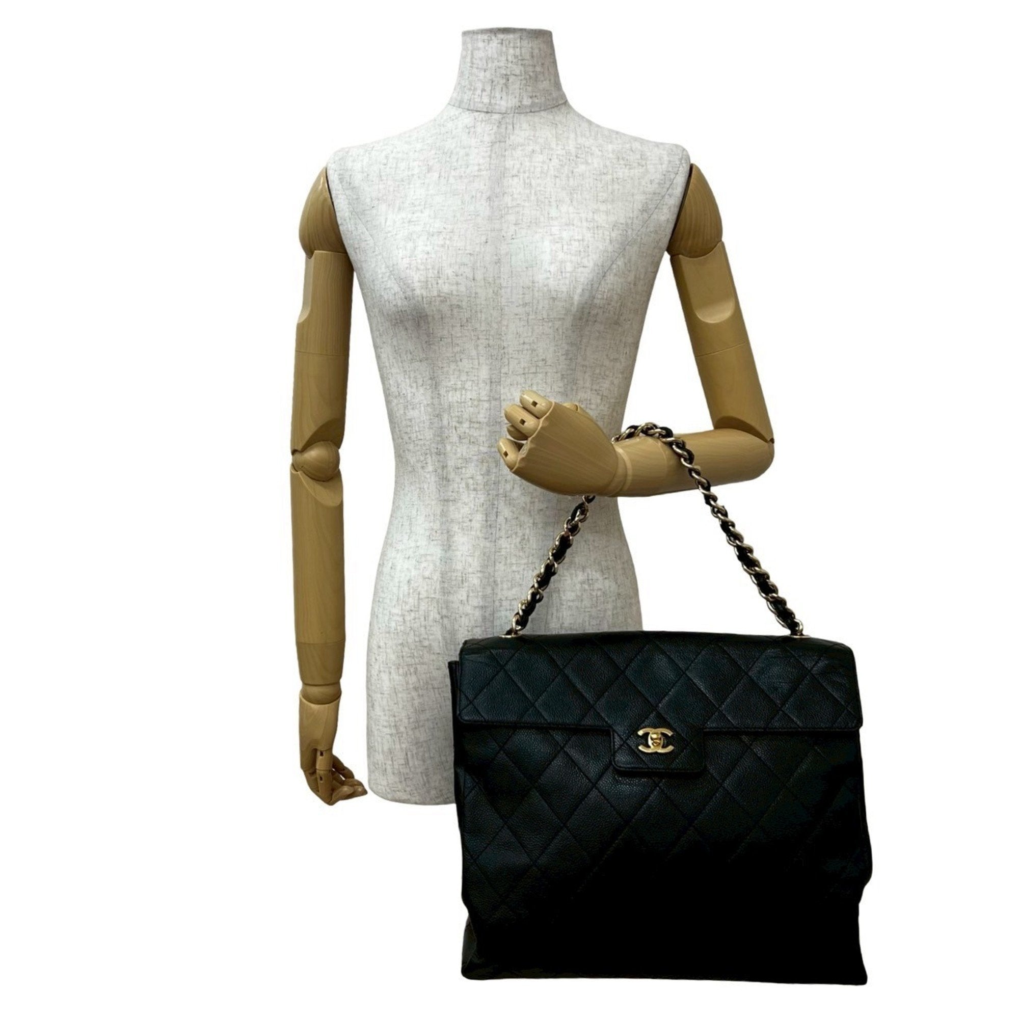 Vintage Square CC Flap Bag Quilted Caviar Medium