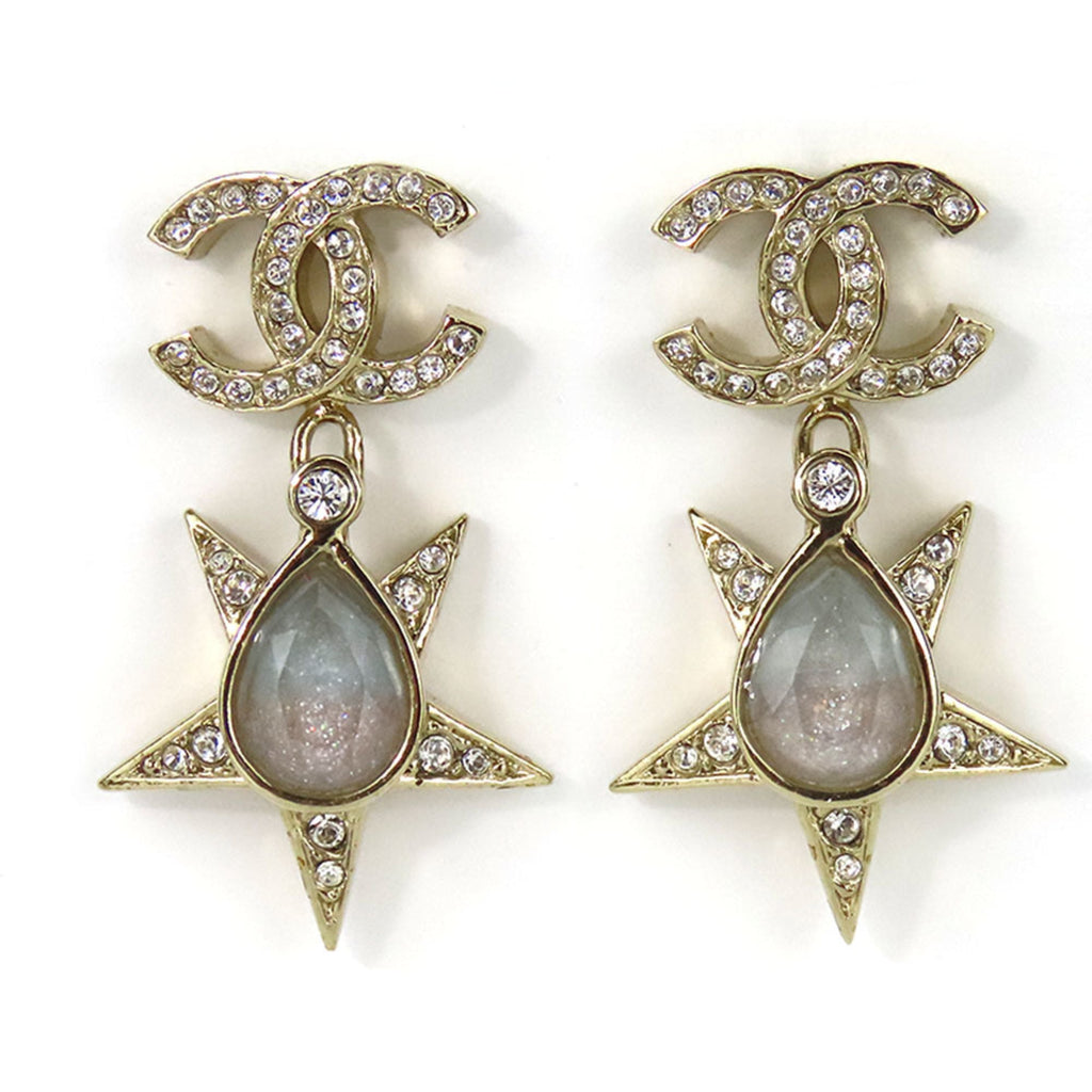 CC Logo Star Earrings Gold-Tone Metal
