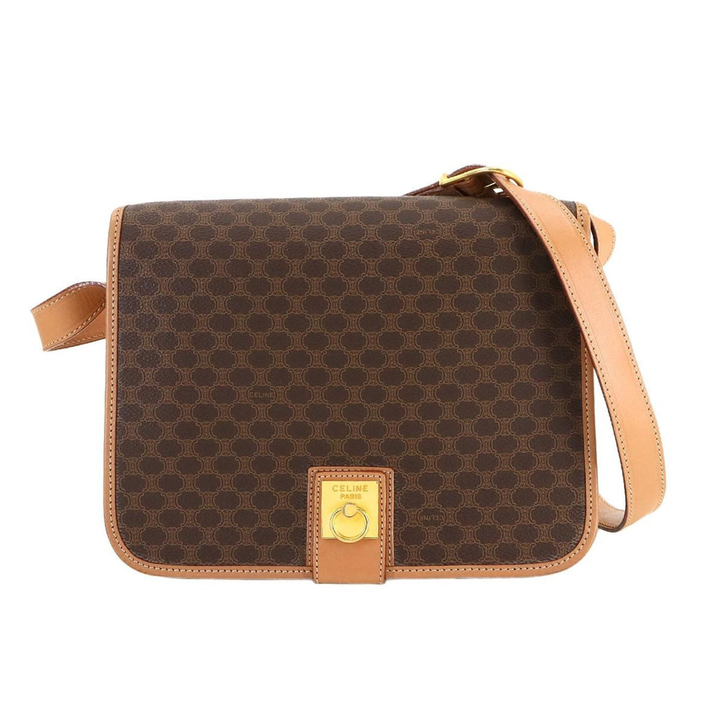 Vintage Saddle Flap Shoulder Bag Macadam Coated Canvas Small
