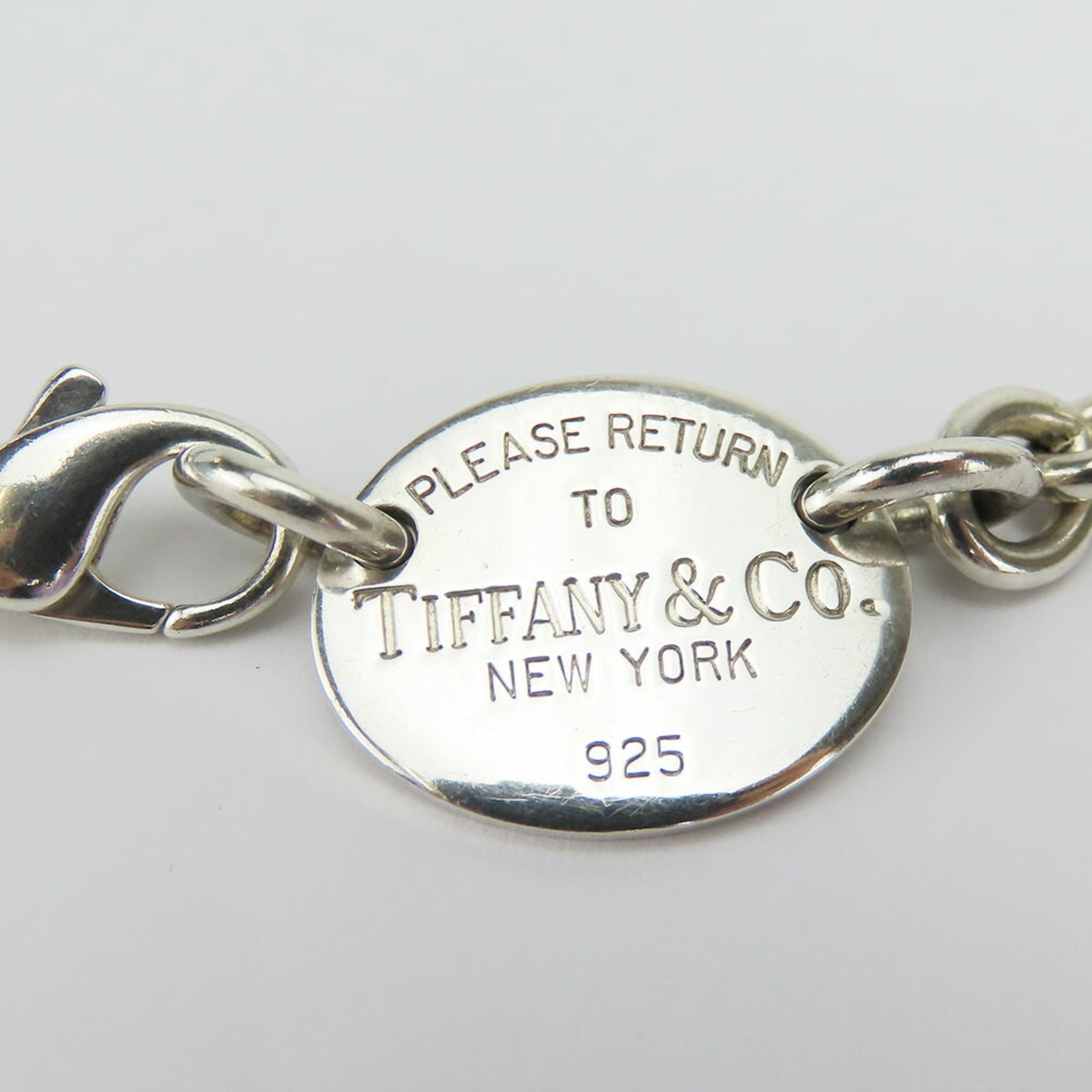 Oval Tag Chain Necklace Sterling Silver
