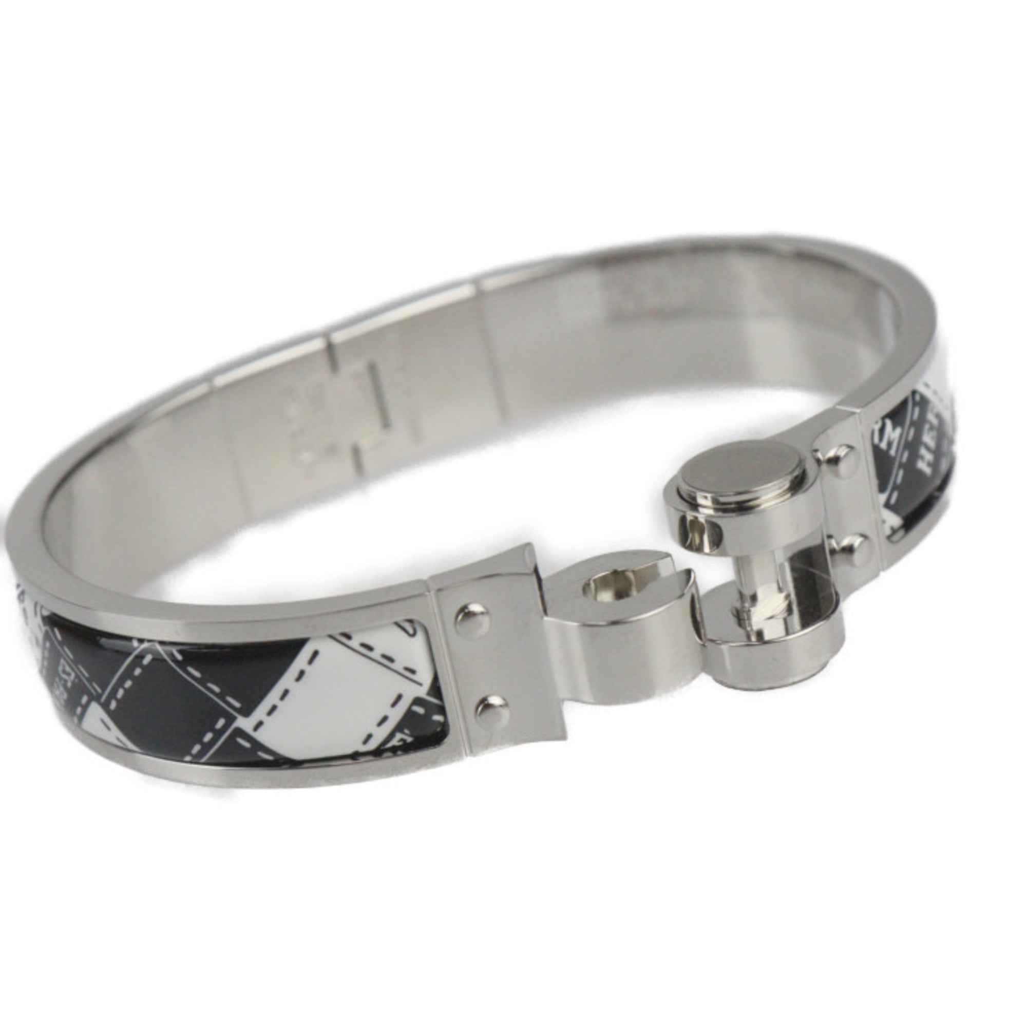 Charnier Bracelet Metal Cloisonne Silver Black White Mini