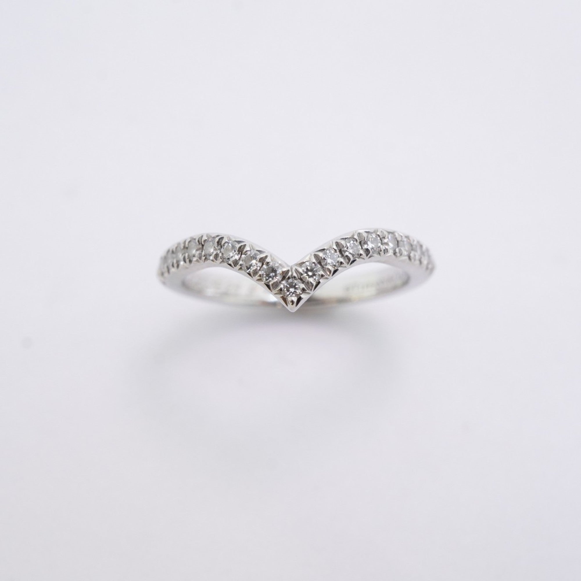 Soleste V Ring Platinum with Diamonds Half Eternity