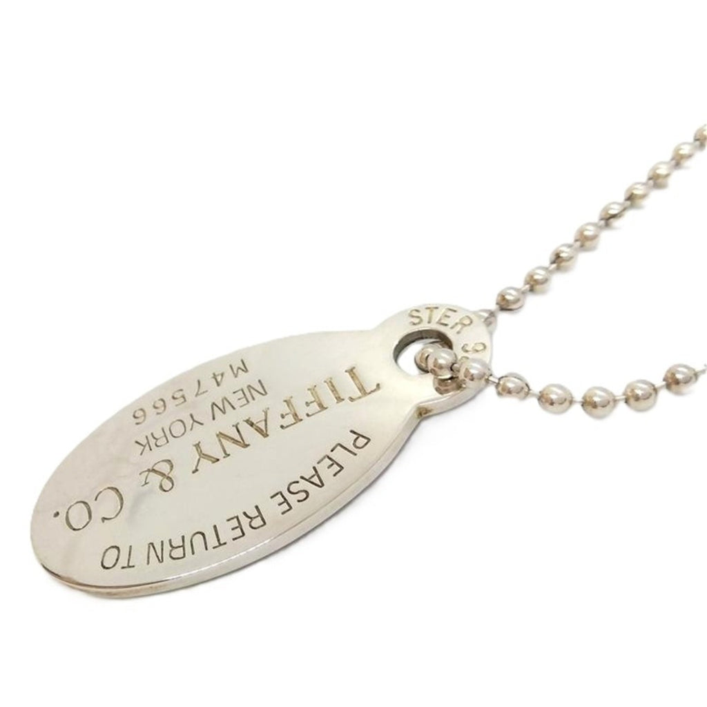 Oval Tag Pendant Necklace Sterling Silver