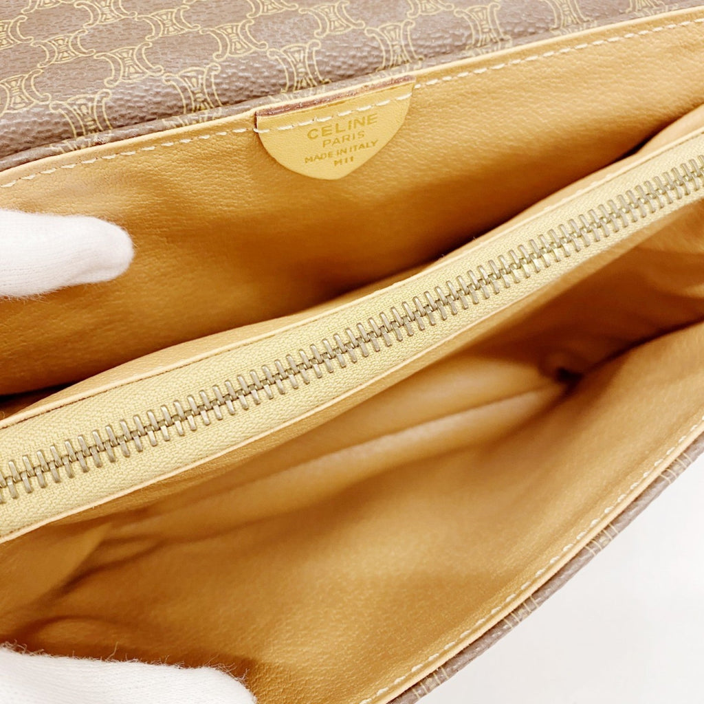 Vintage Saddle Flap Shoulder Bag Macadam Coated Canvas Small