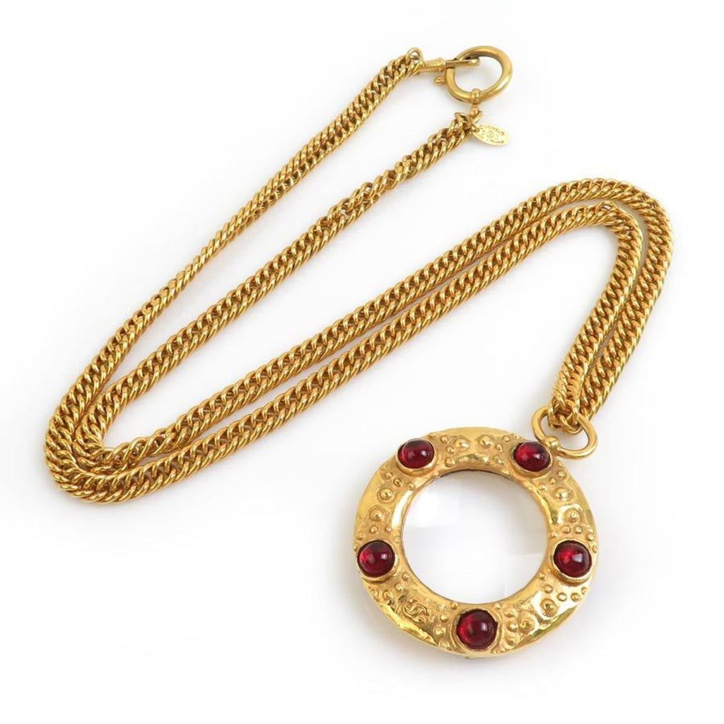 CC Logo Pendant Necklace Gold-Tone Metal