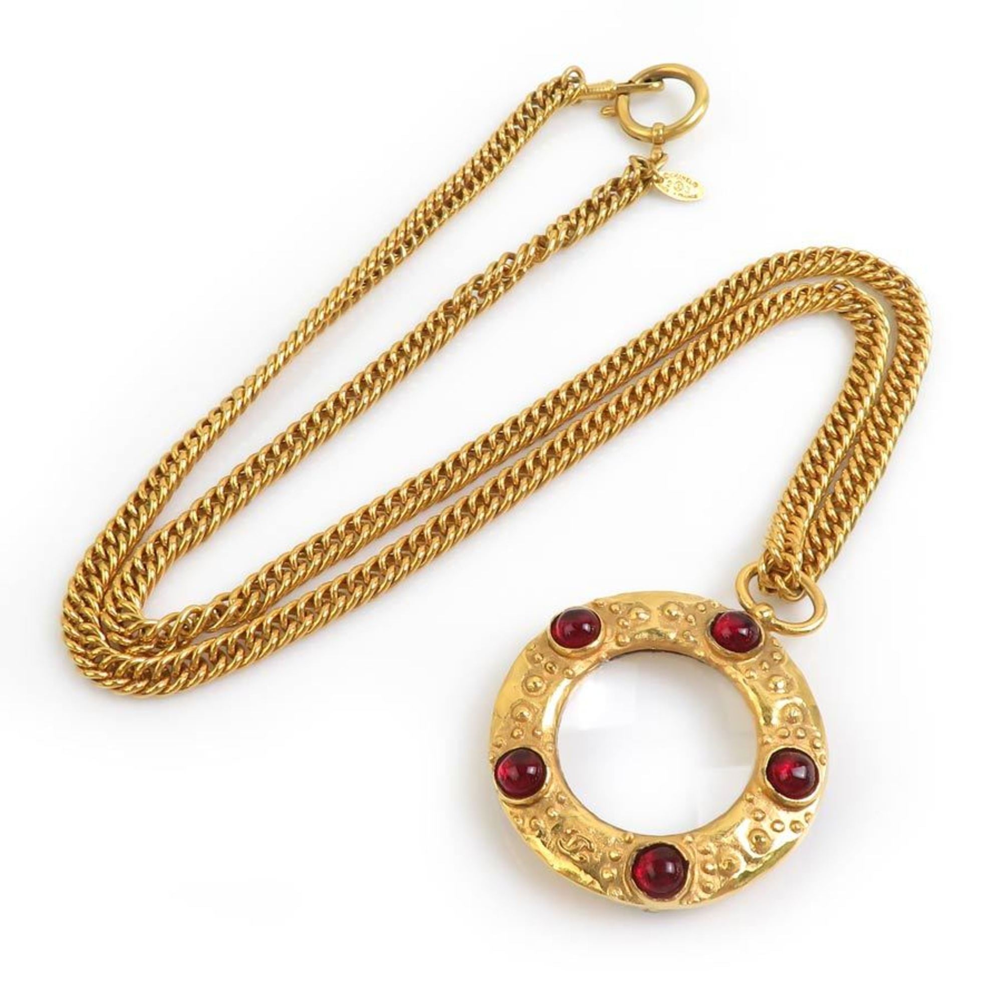 CC Logo Pendant Necklace Gold-Tone Metal