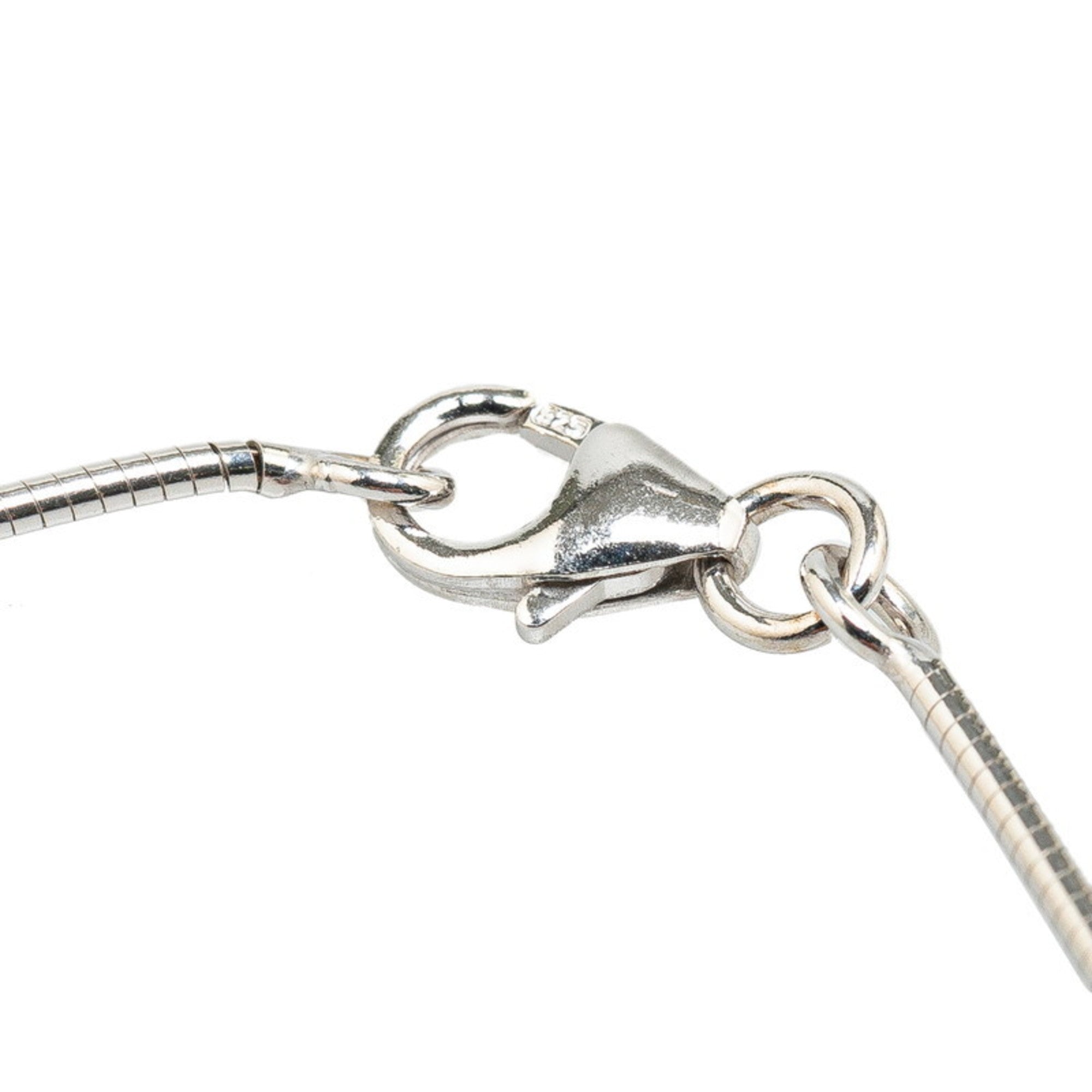 Pendant Necklace Metal and Silver With Emerald
