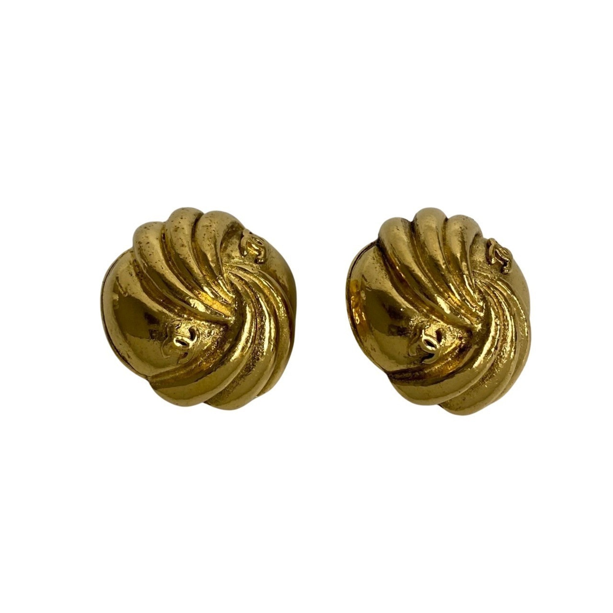 CC Logo Clip-On Earrings Metal Gold-Tone Metal
