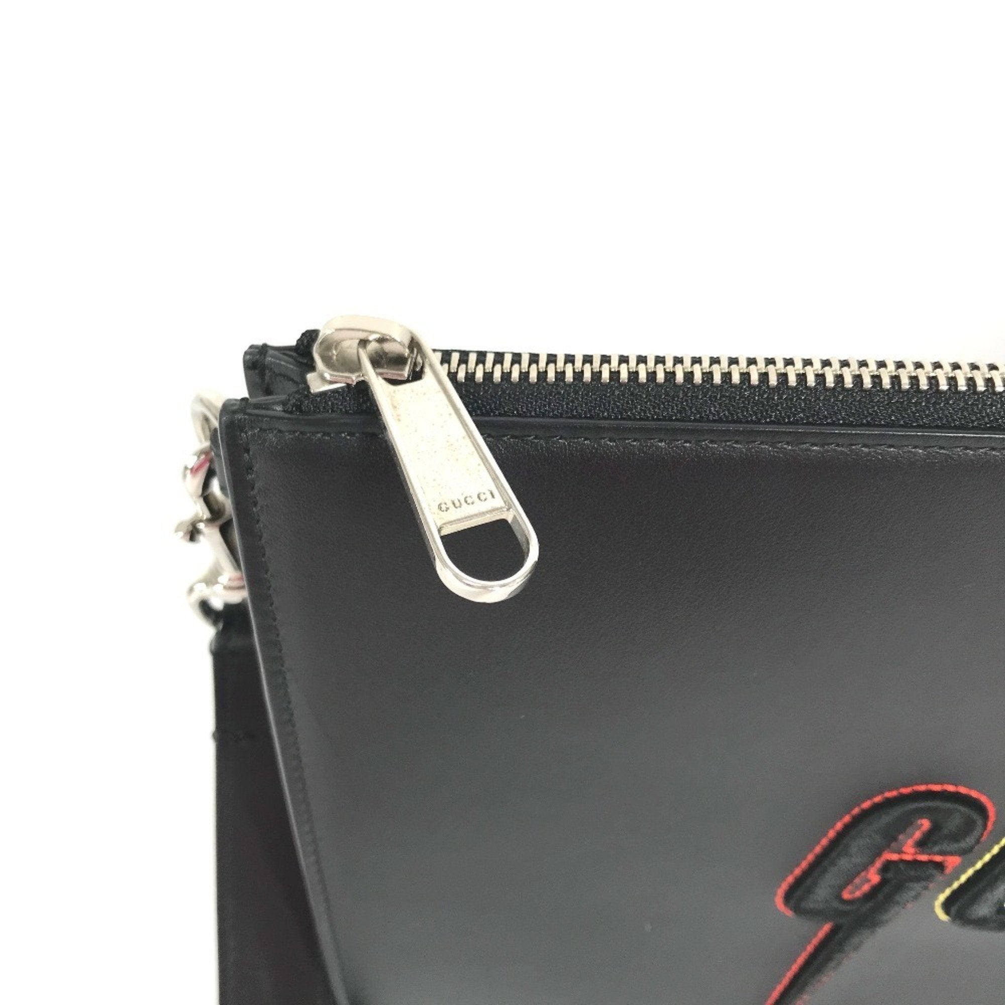 Blade Logo Wristlet Pouch Embroidered Leather