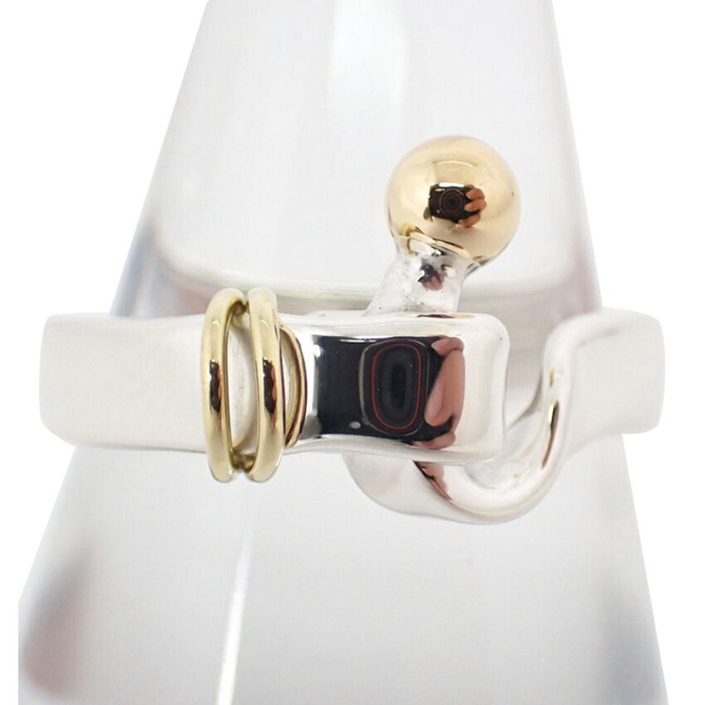 Hook & Eye Ring Sterling Silver and 18K Yellow Gold