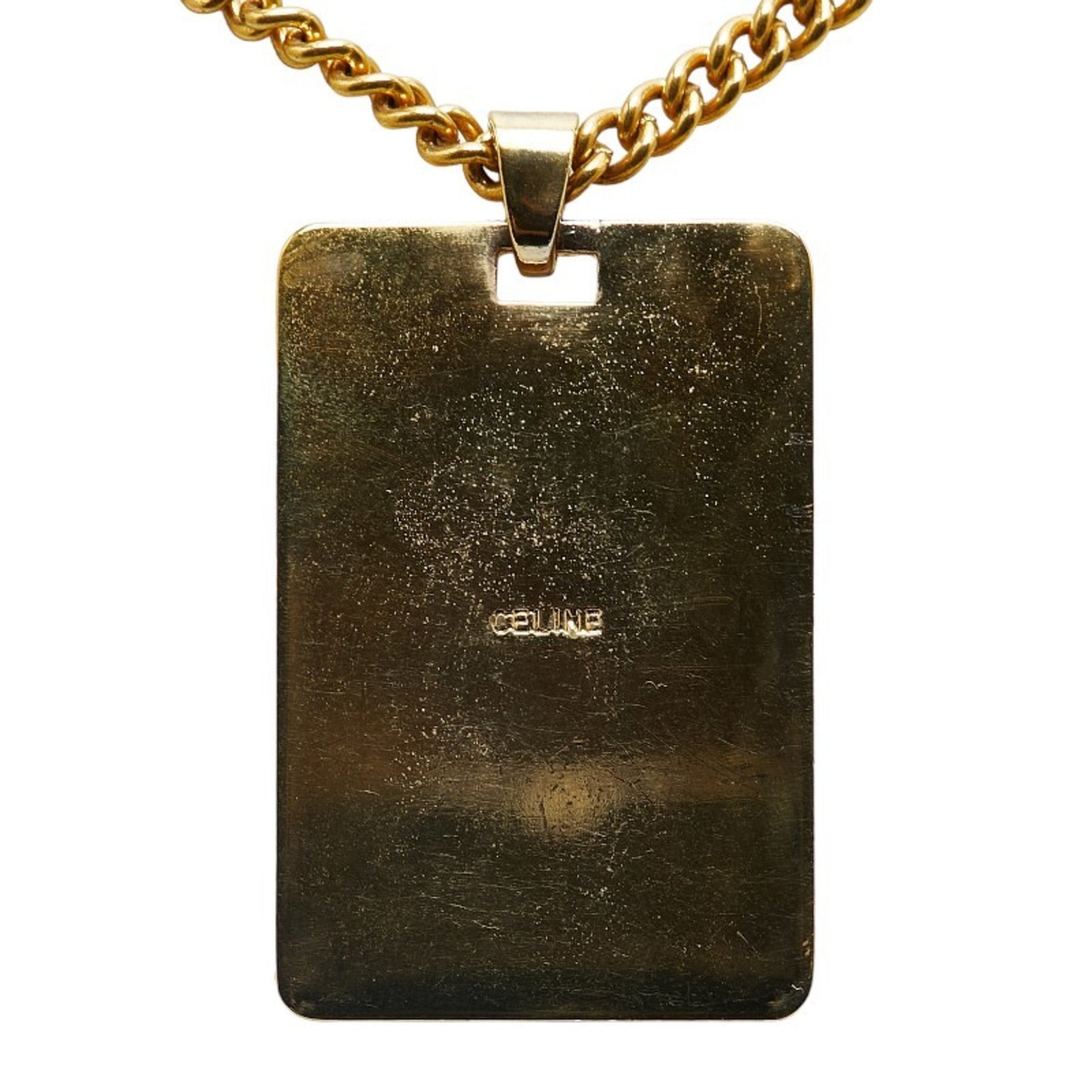 Carriage Plate Pendant Necklace Gold Plated