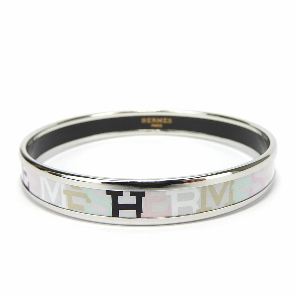 Bangle Enamel and Metal Light Gray Multi-Color Bracelet