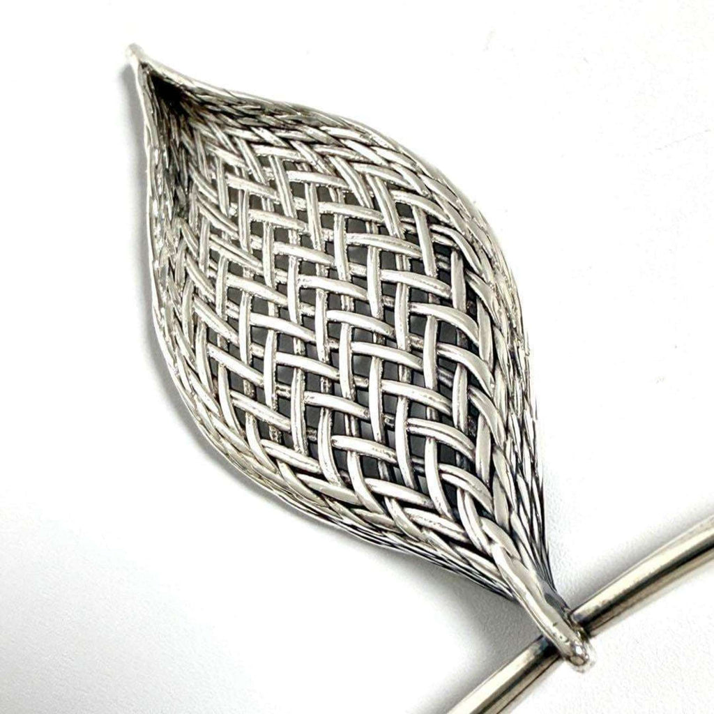 Mesh Leaf Pendant Necklace Sterling Silver