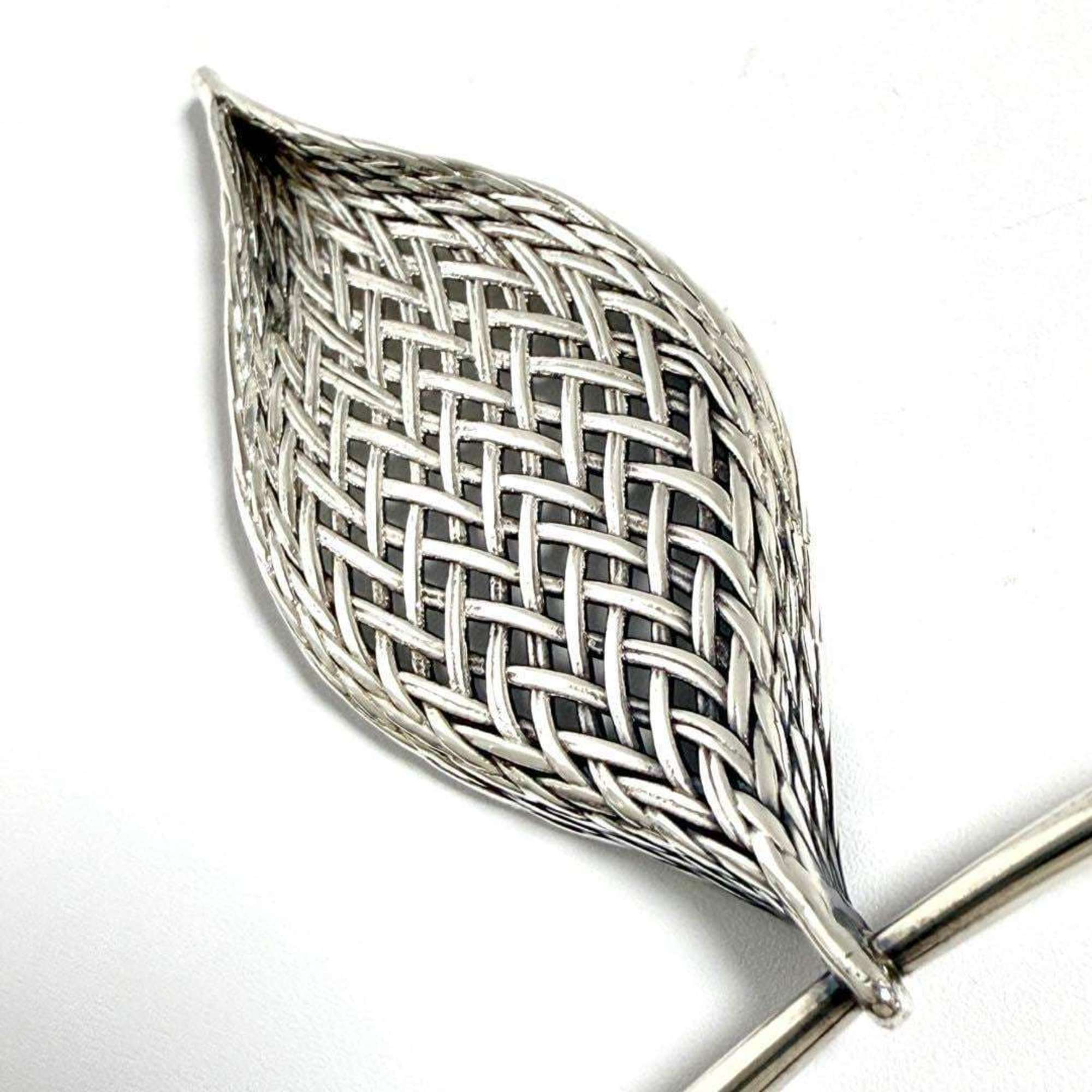 Mesh Leaf Pendant Necklace Sterling Silver