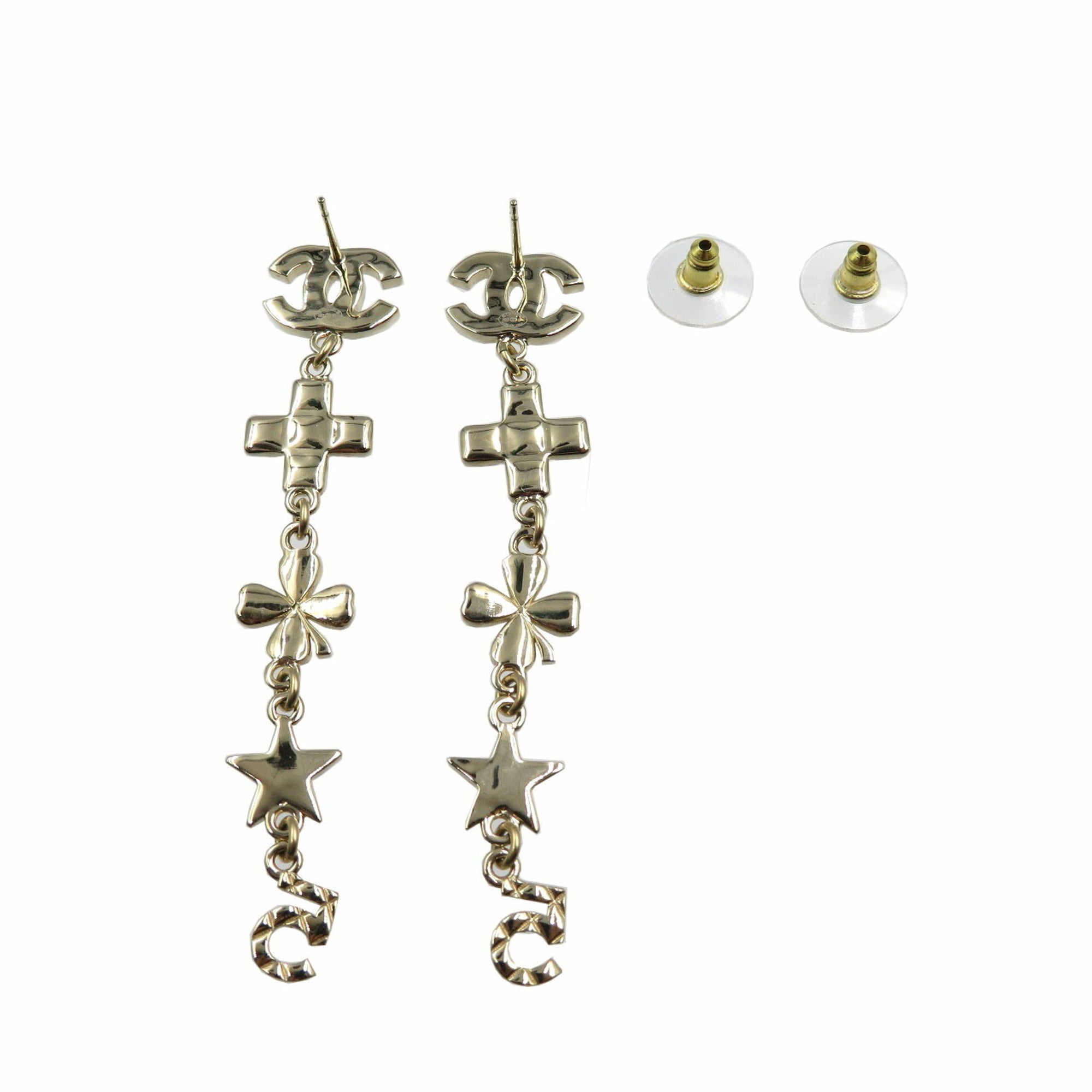 CC Logo Star Earrings Gold-Tone Metal