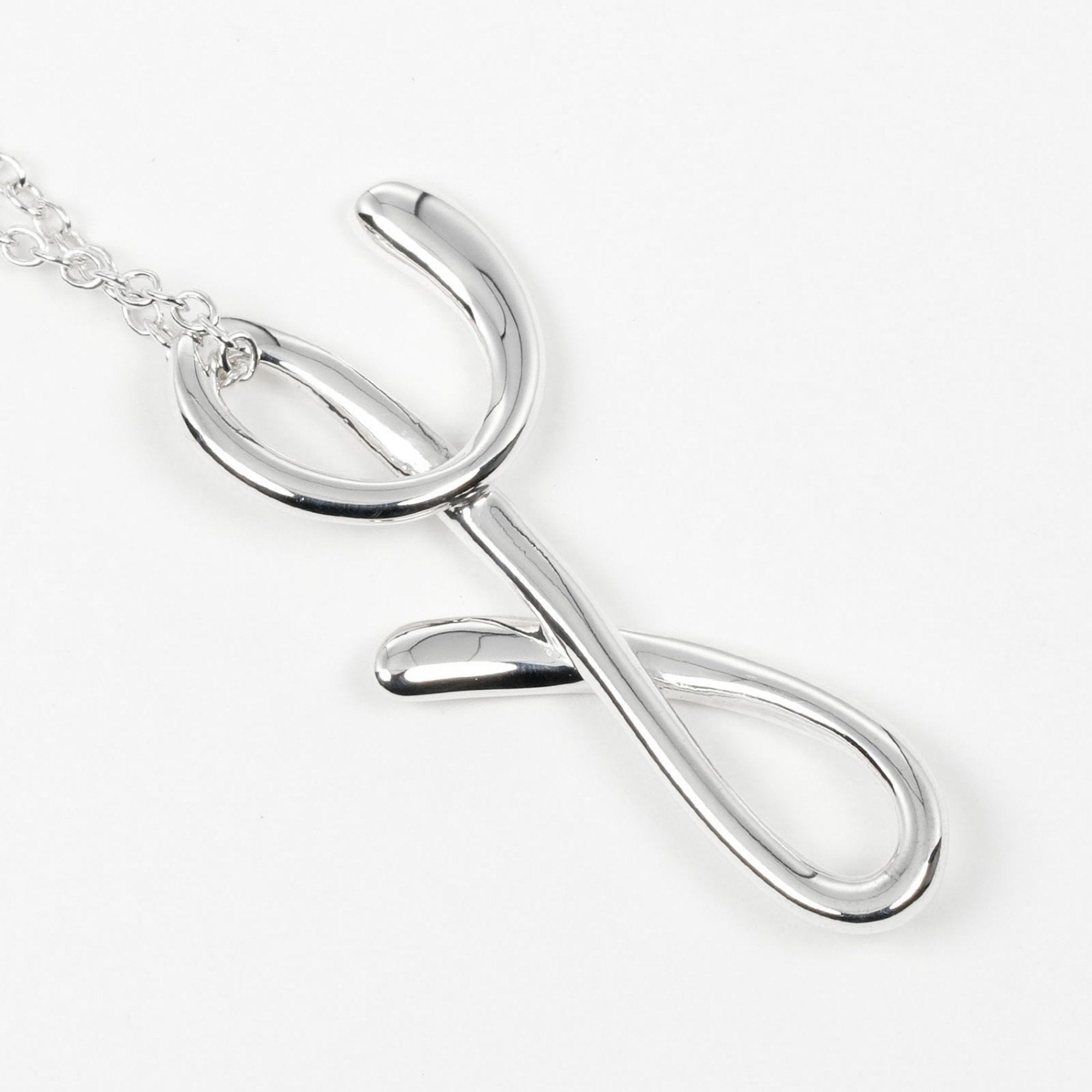 Initial Y Pendant Necklace Sterling Silver